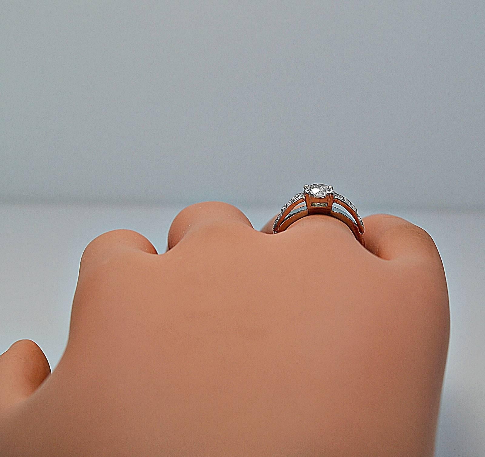 Art Deco .80 Carat Diamond Platinum Engagement Ring 2