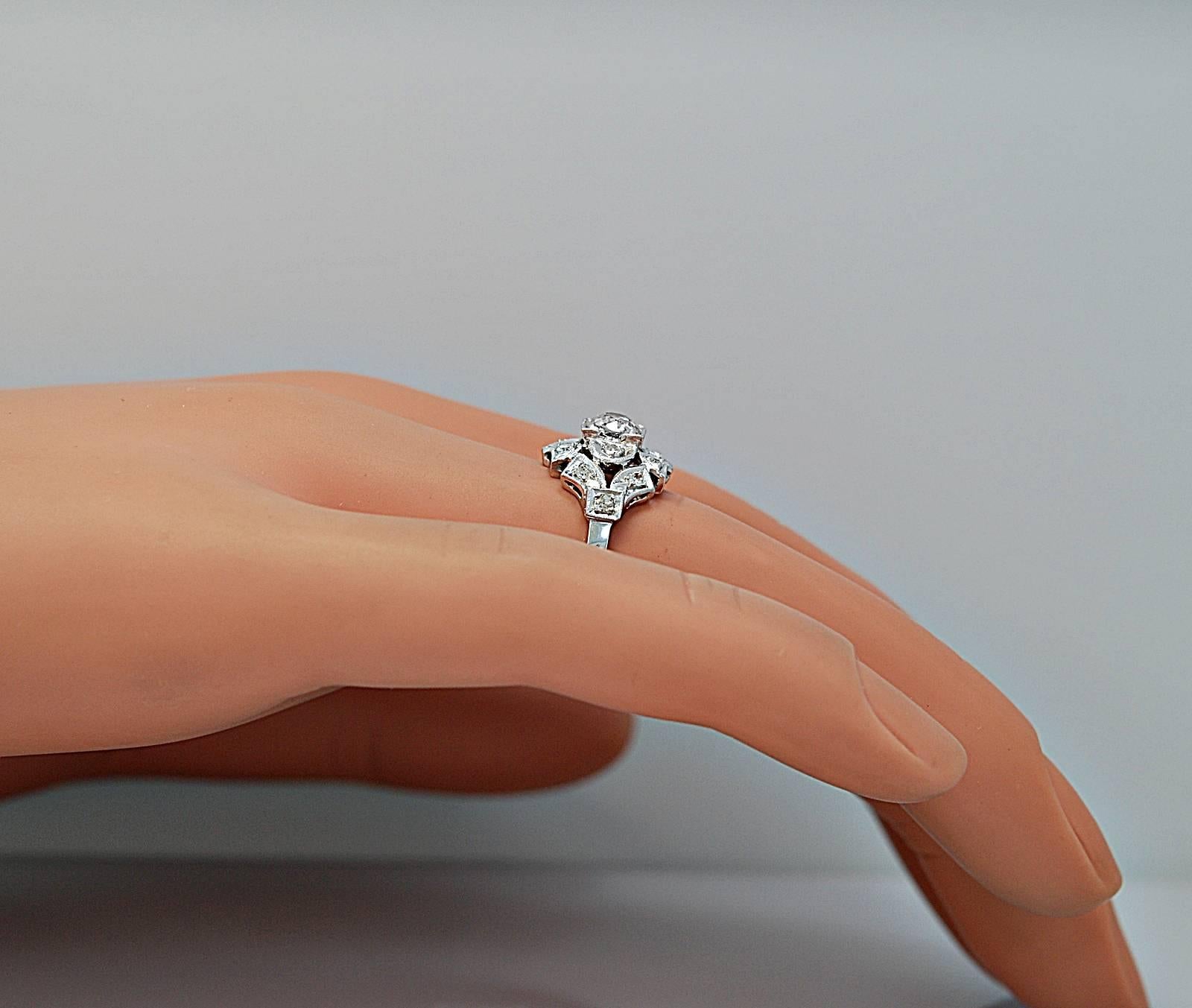Women's or Men's Art Deco .55 Carat Diamond Platinum Engagement Ring For Sale