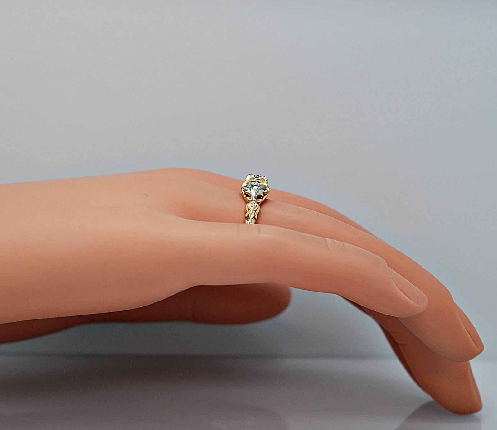 Jabel Antique Diamond Two Color Gold Engagement Ring 1
