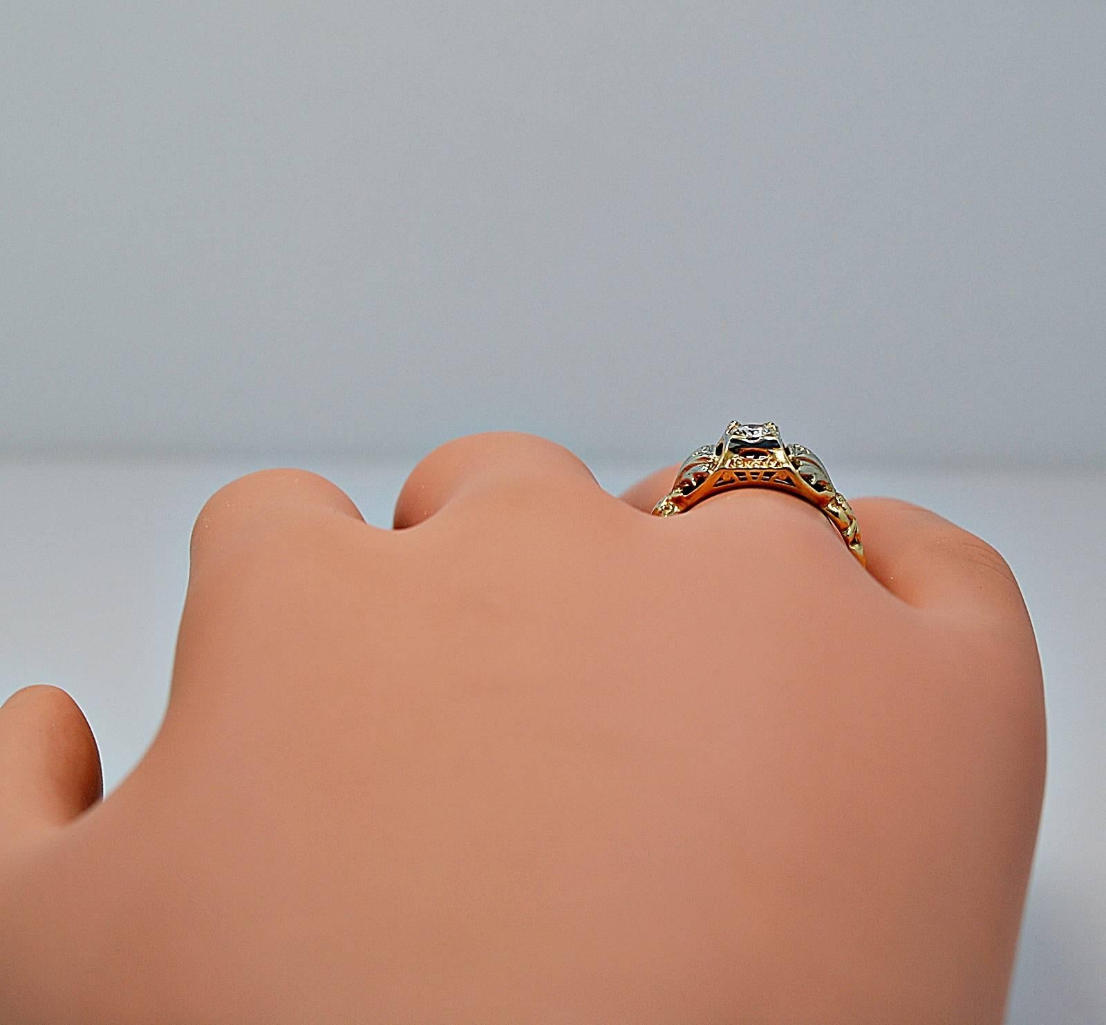 Jabel Antique Diamond Two Color Gold Engagement Ring 2