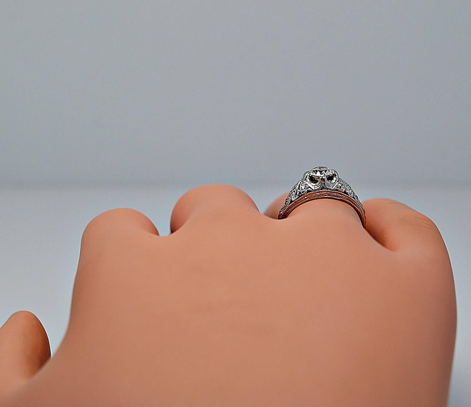 Art Deco .45 Carat Diamond Platinum Engagement Ring For Sale 1