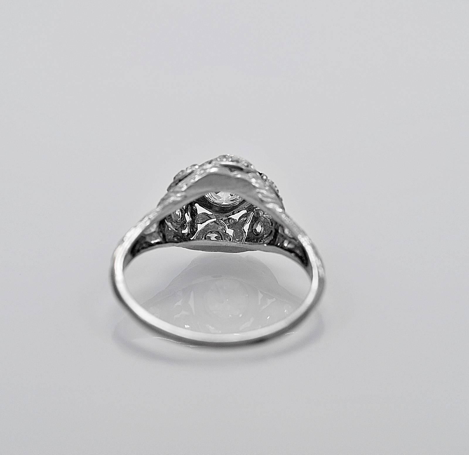 Old European Cut Art Deco .33 Carat Diamond Platinum Engagement Ring  For Sale