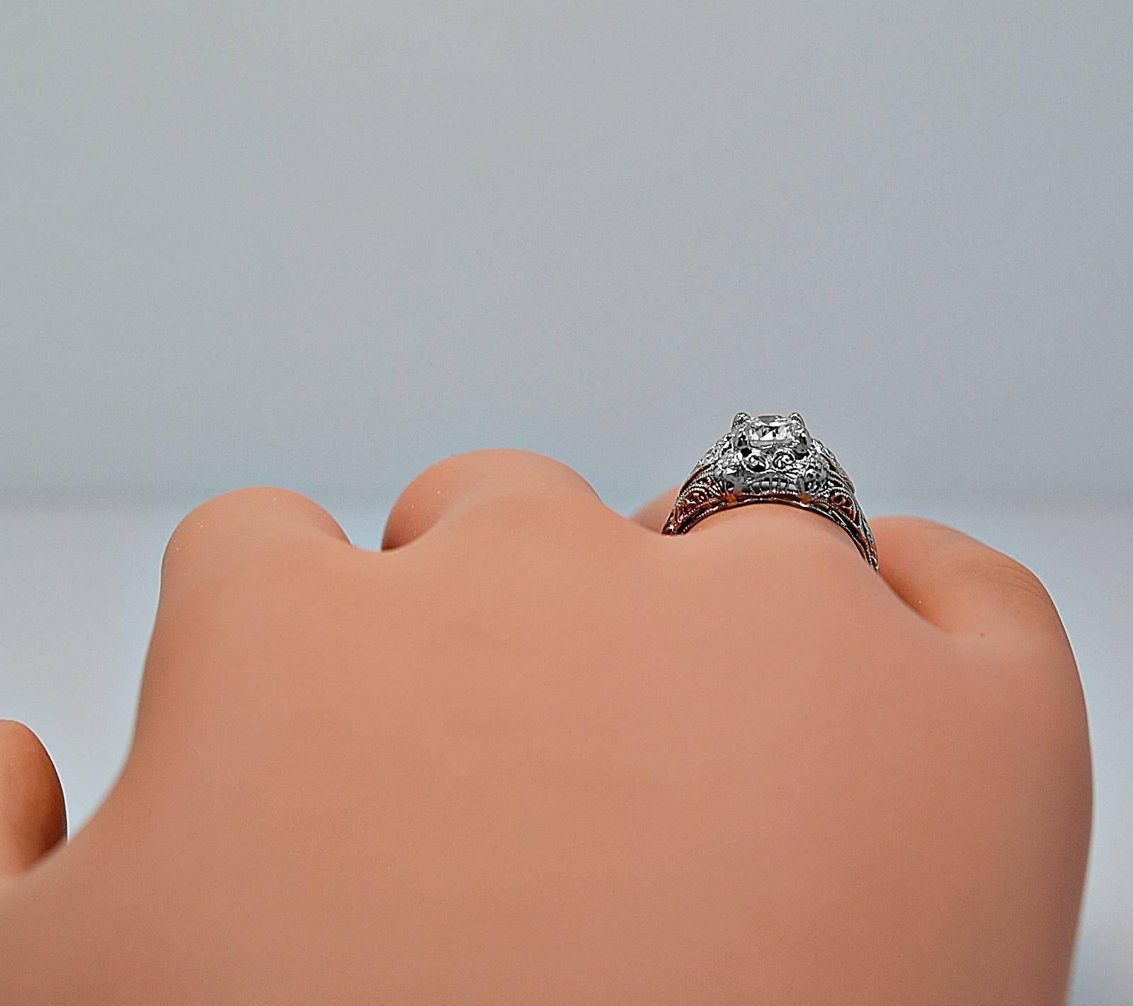 Art Deco .84 Carat Diamond Platinum Engagement Ring 2