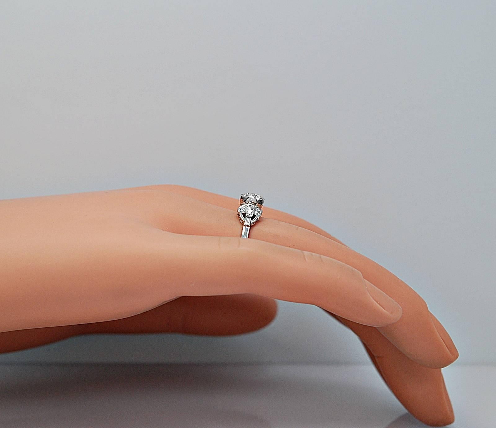 Art Deco .70 Carat Diamond Platinum Engagement Ring  In Excellent Condition In Tampa, FL