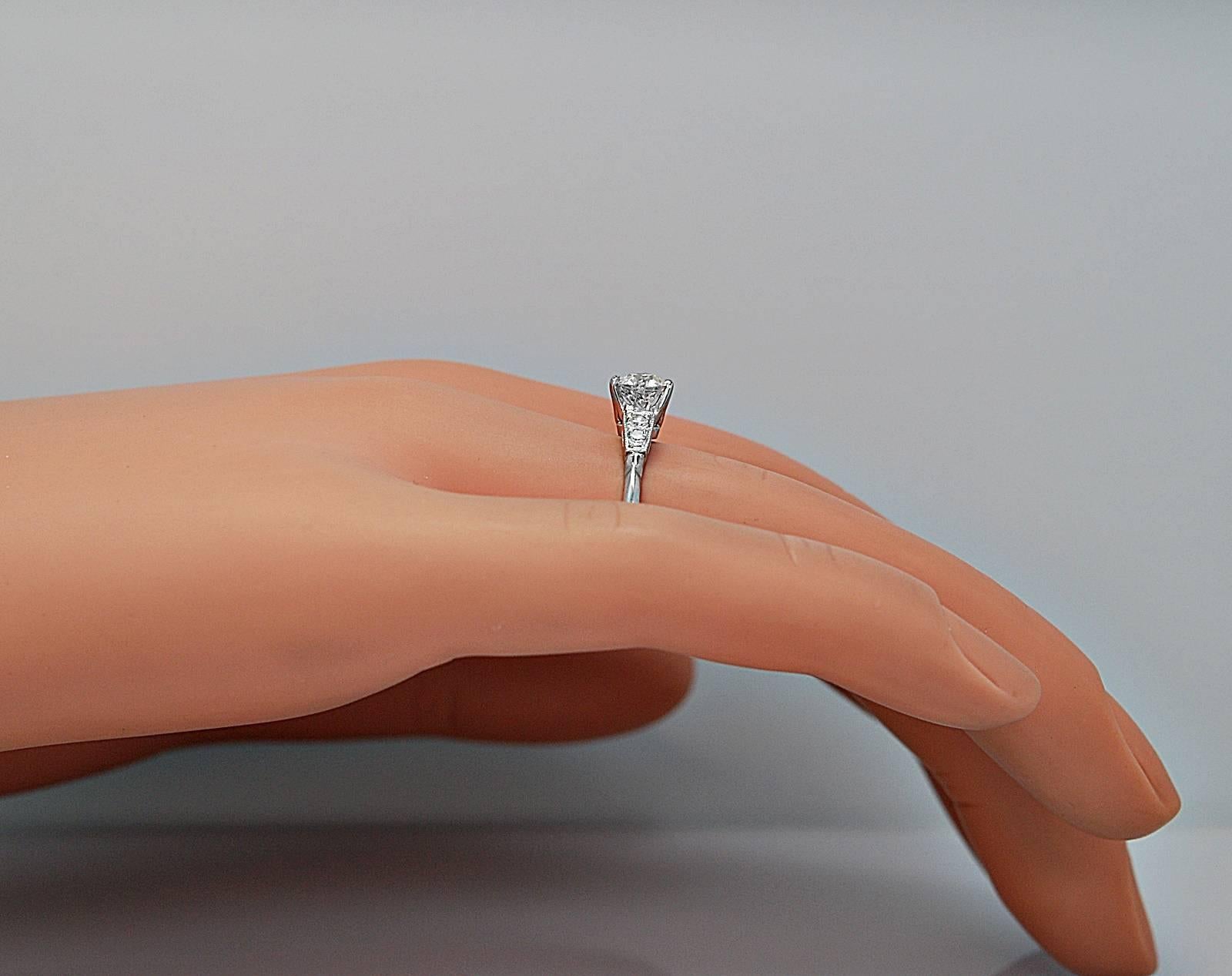 Art Deco .60 Carat Diamond Platinum Engagement Ring In Excellent Condition In Tampa, FL