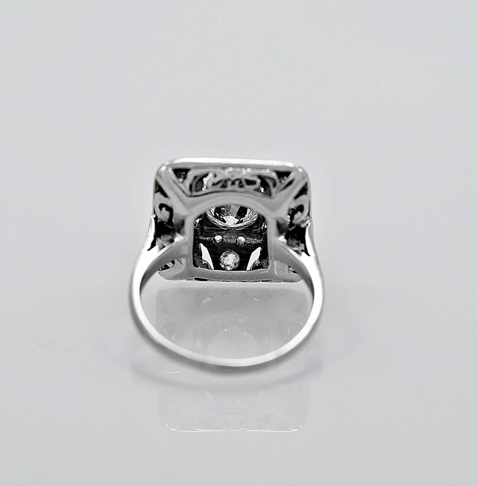 Old European Cut Art Deco .50 Carat Diamond Platinum Engagement Ring