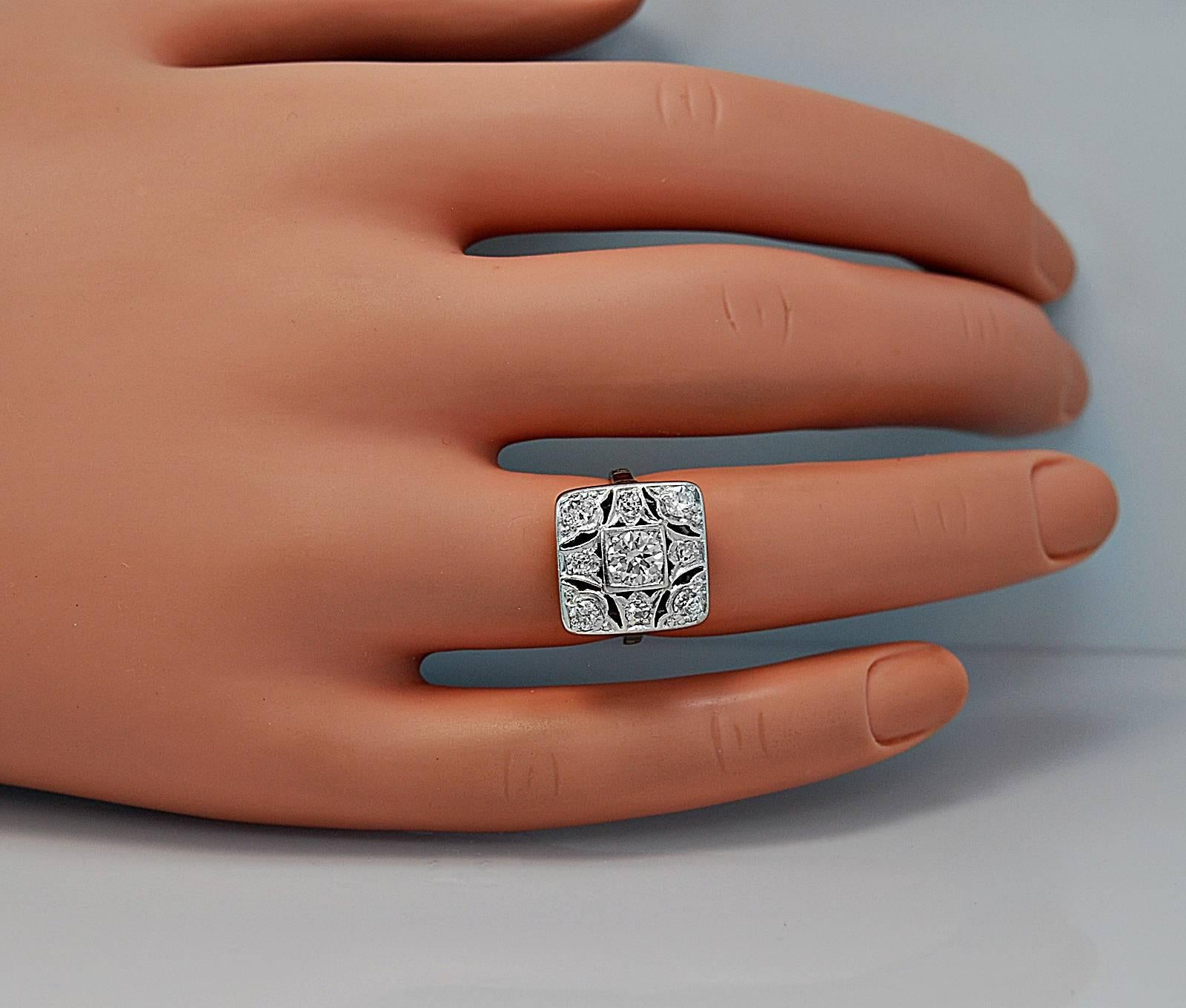 Art Deco .50 Carat Diamond Platinum Engagement Ring In Excellent Condition In Tampa, FL