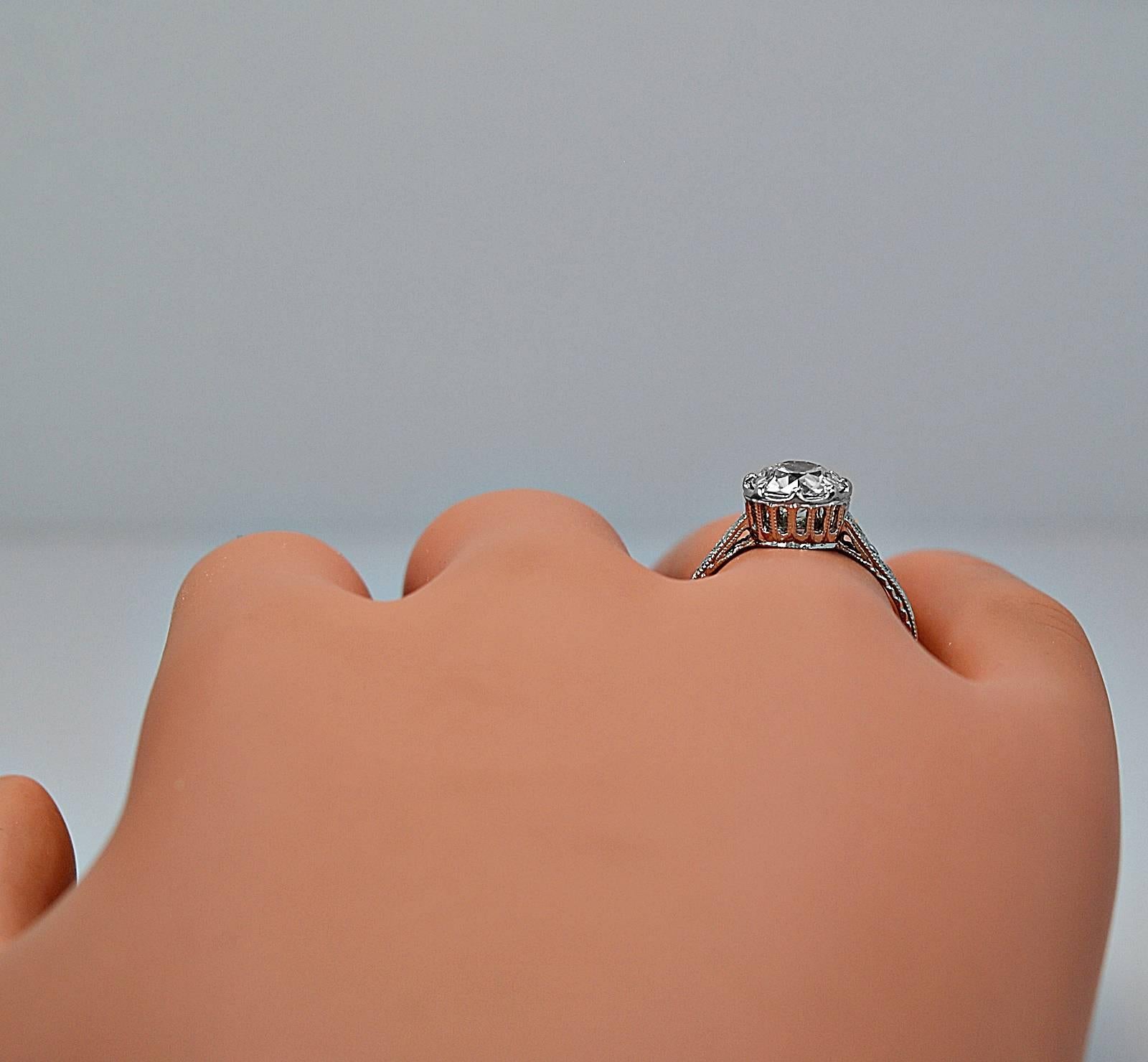Art Deco 1.53 Carat Diamond Platinum Engagement Ring 1