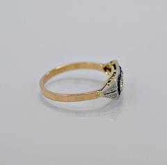 Art Deco Sapphire Diamond Gold Platinum Three Stone Ring