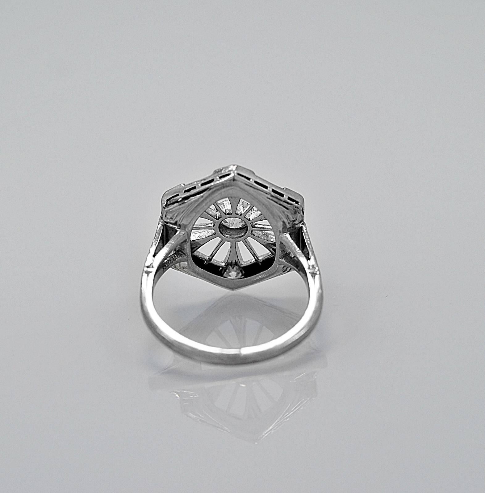 Old European Cut Art Deco Fashion Diamond Platinum Ring 