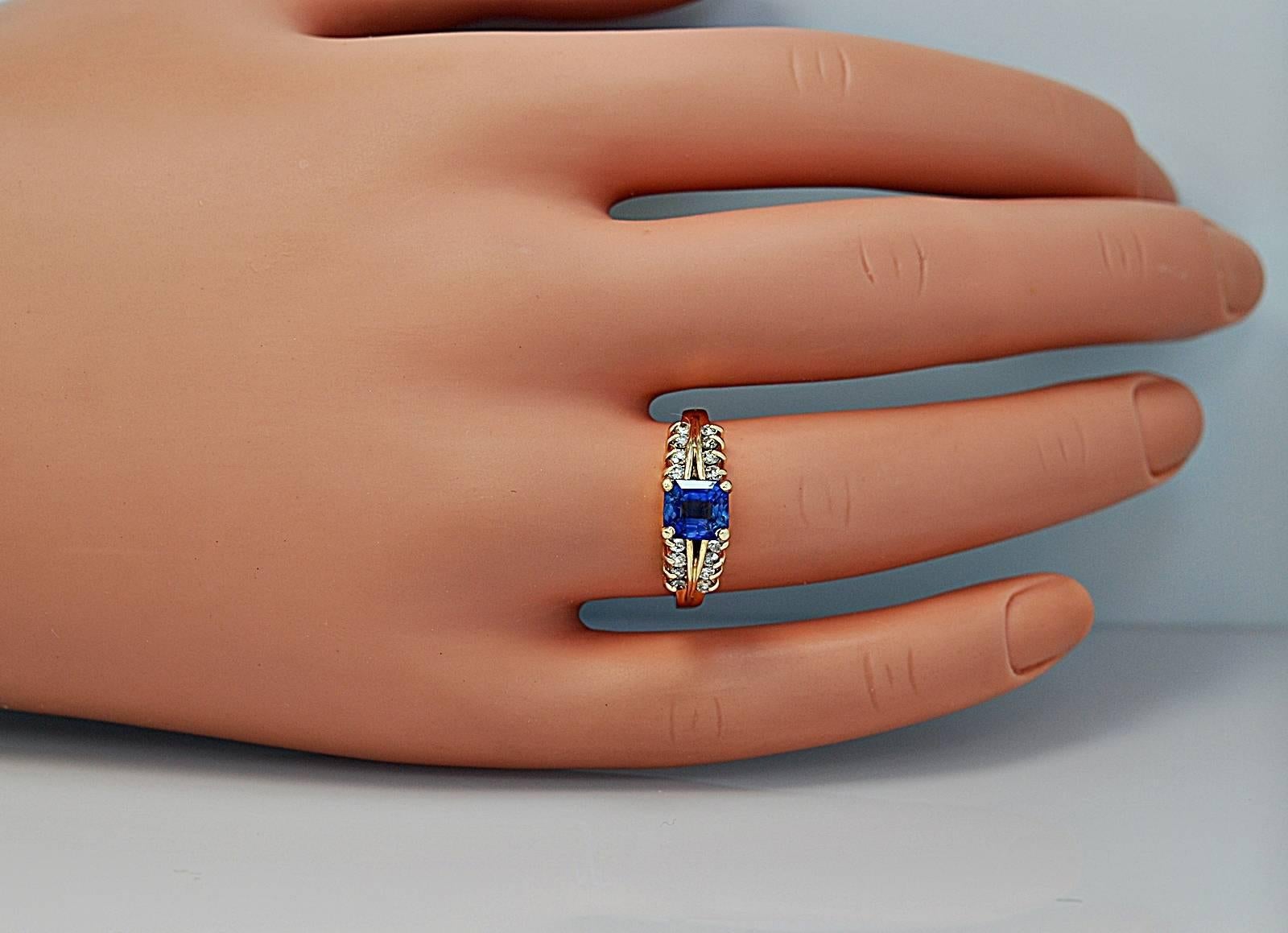 Women's 1.50 Carat Sapphire Diamond Gold Engagement Ring  For Sale
