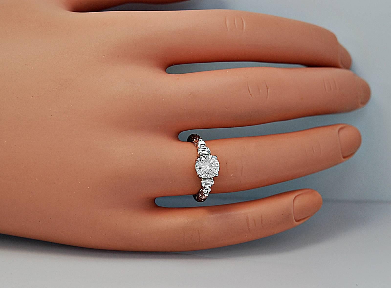 Women's 1.30 Carat Diamond Platinum Engagement Ring  For Sale