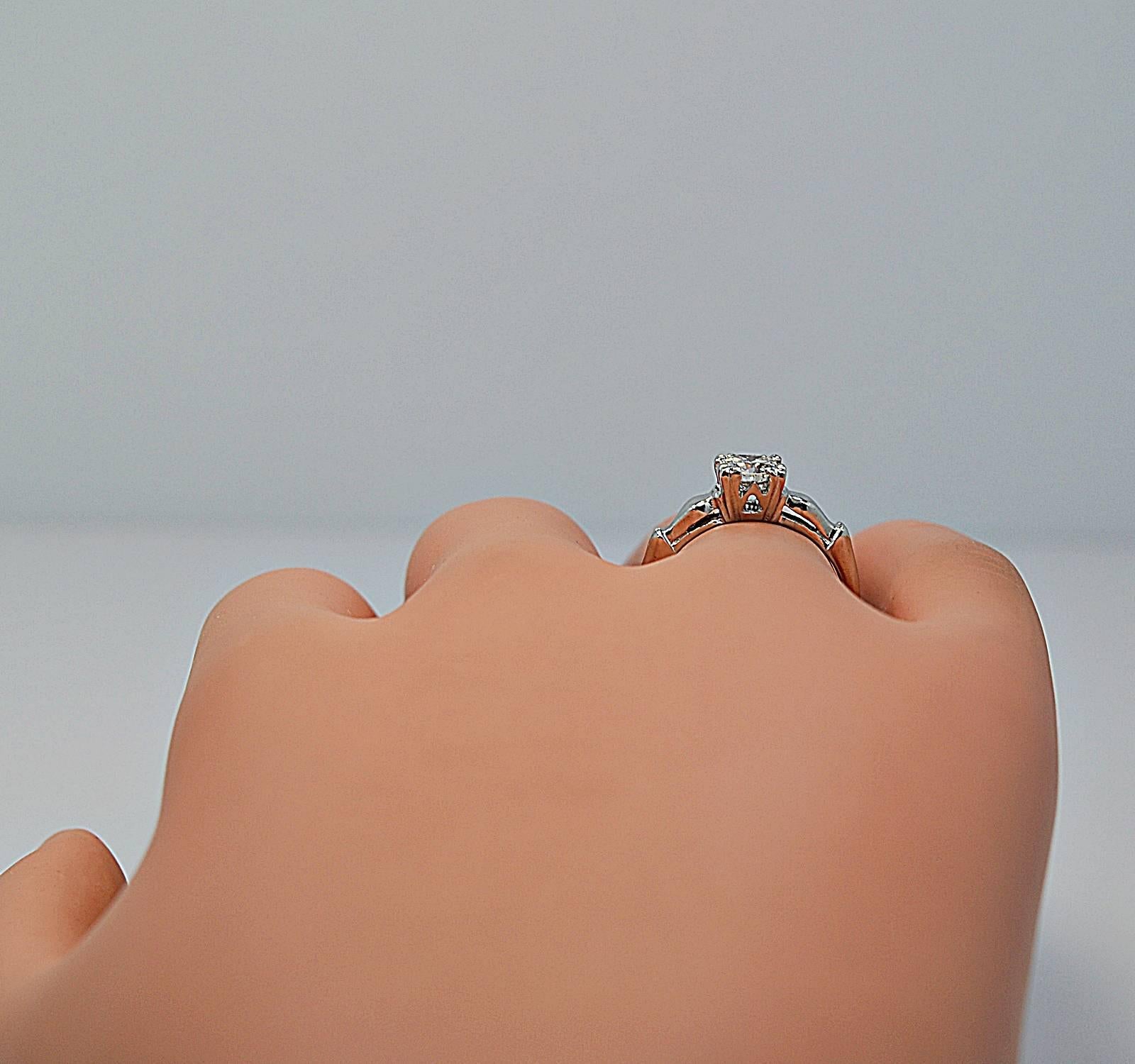 Art Deco .58 Carat Diamond Platinum Engagement Ring For Sale 1