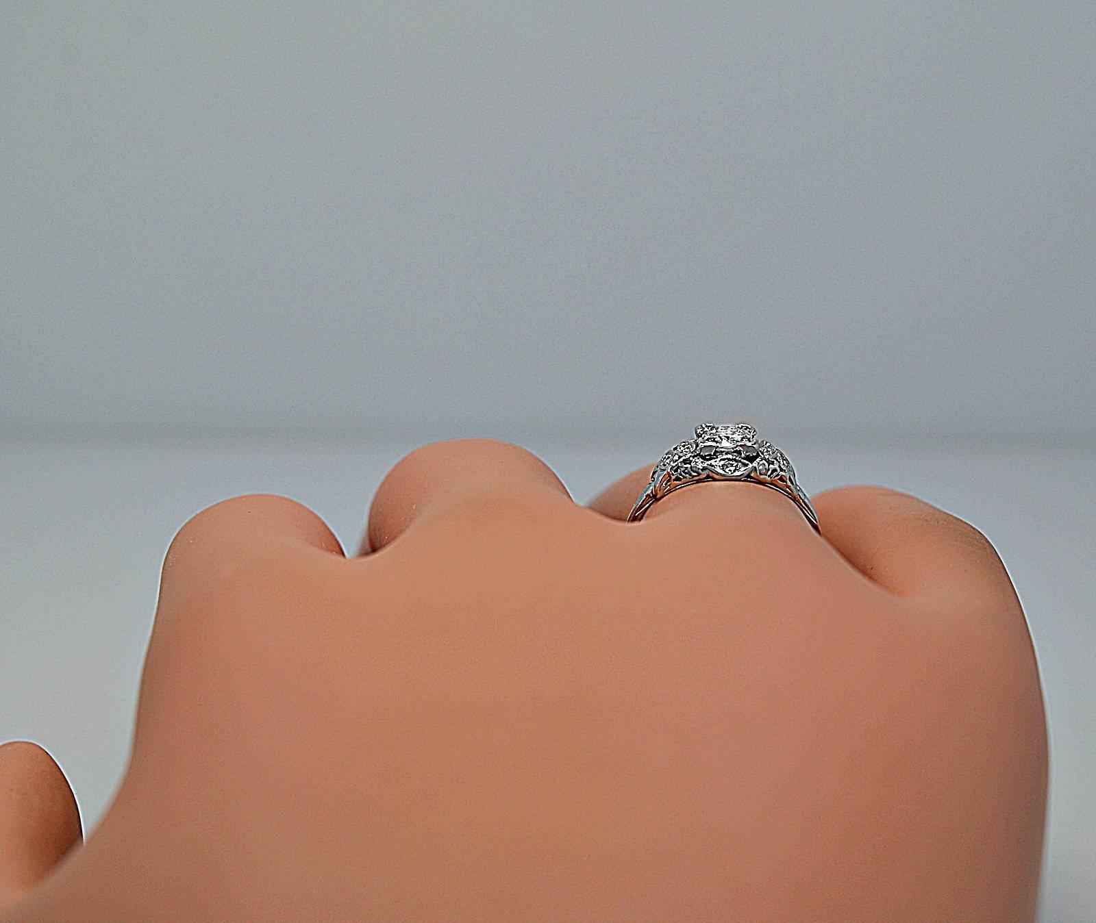 Art Deco .33 Carat Diamond Platinum Engagement Ring For Sale 1