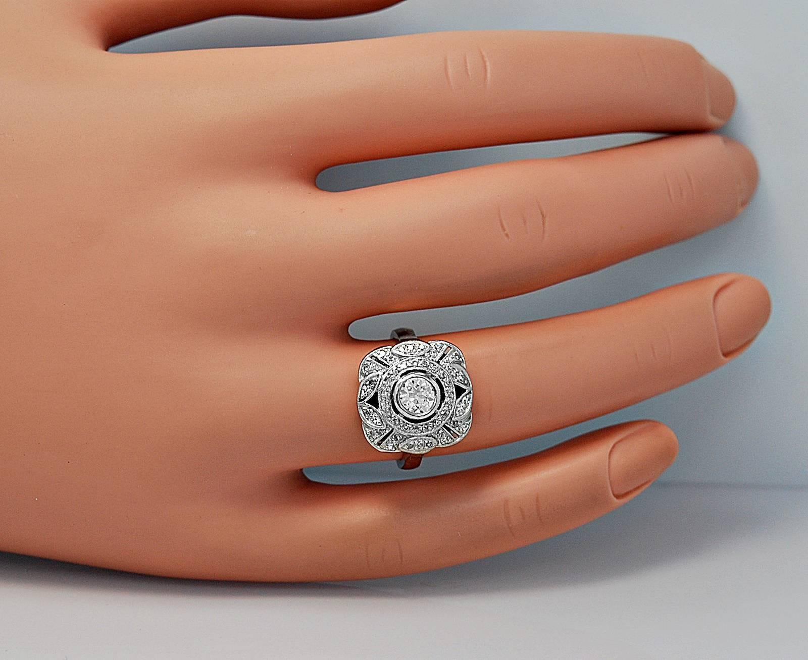 Women's Art Deco .60 Carat Diamond Platinum Engagement Ring