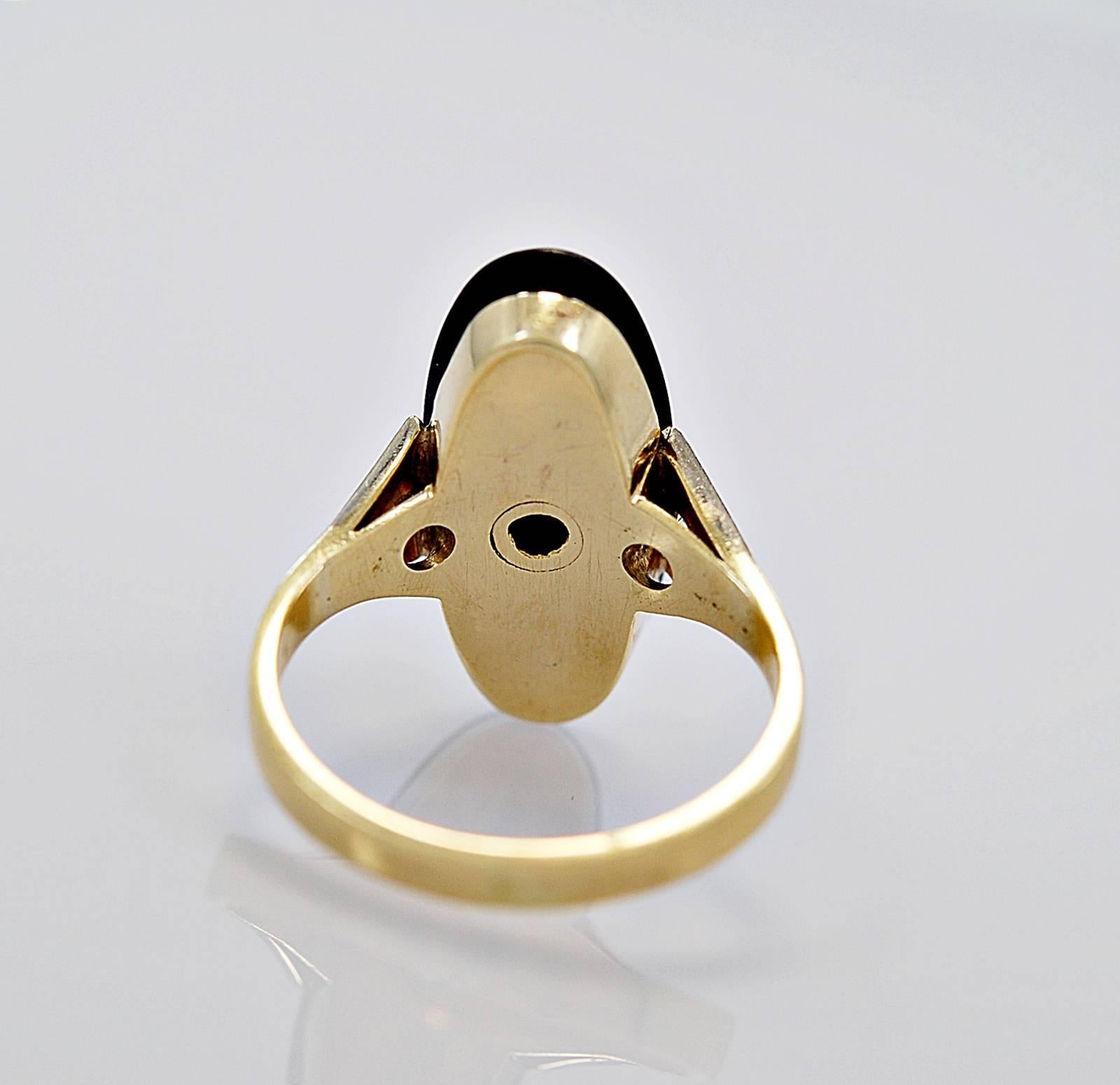 Art Deco Antique Fashion Ring .40ct. Diamond, Pearl, Onyx & Gold Deco