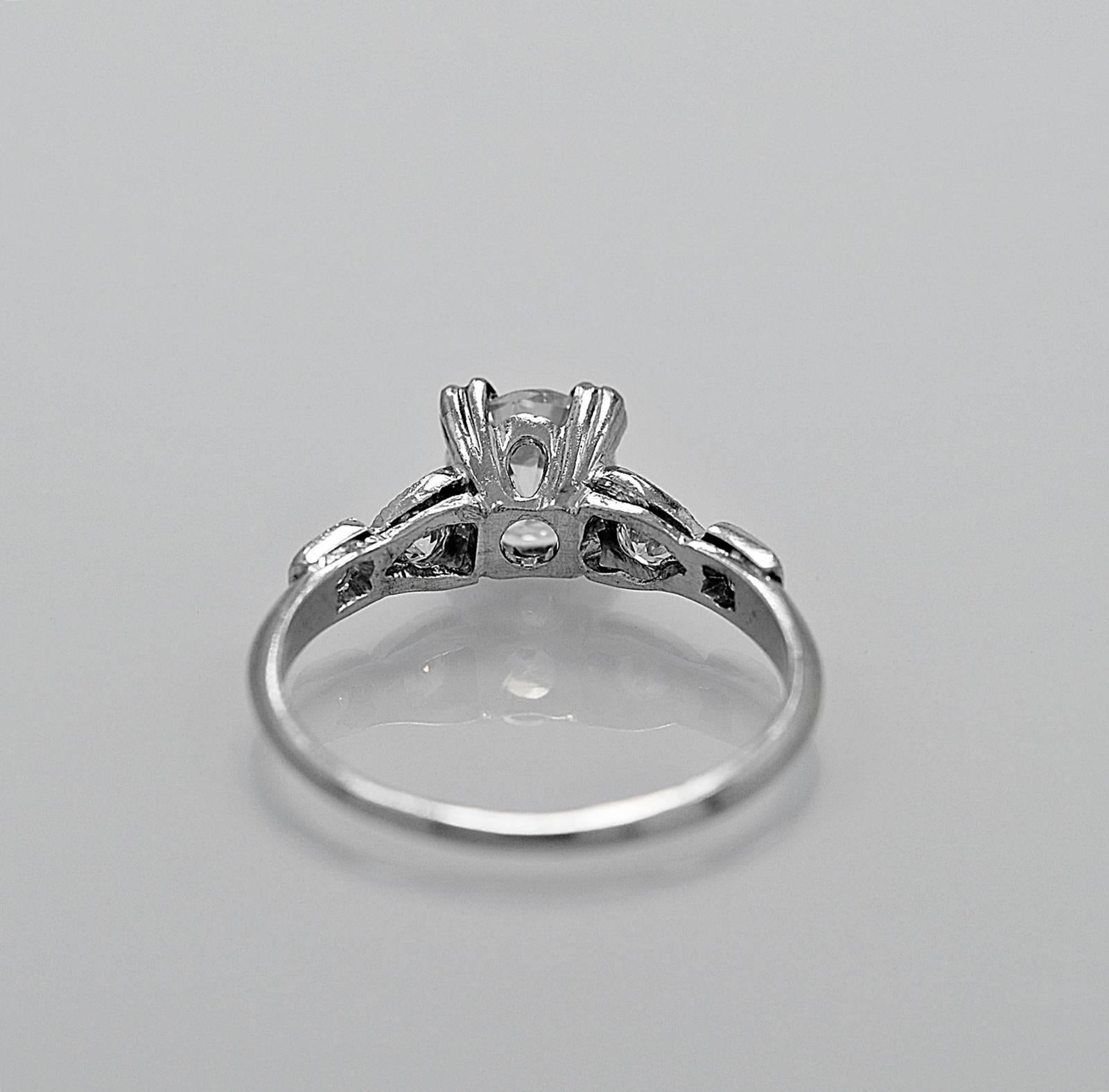 Old European Cut Art Deco 1.00 Carat Diamond Platinum Engagement Ring