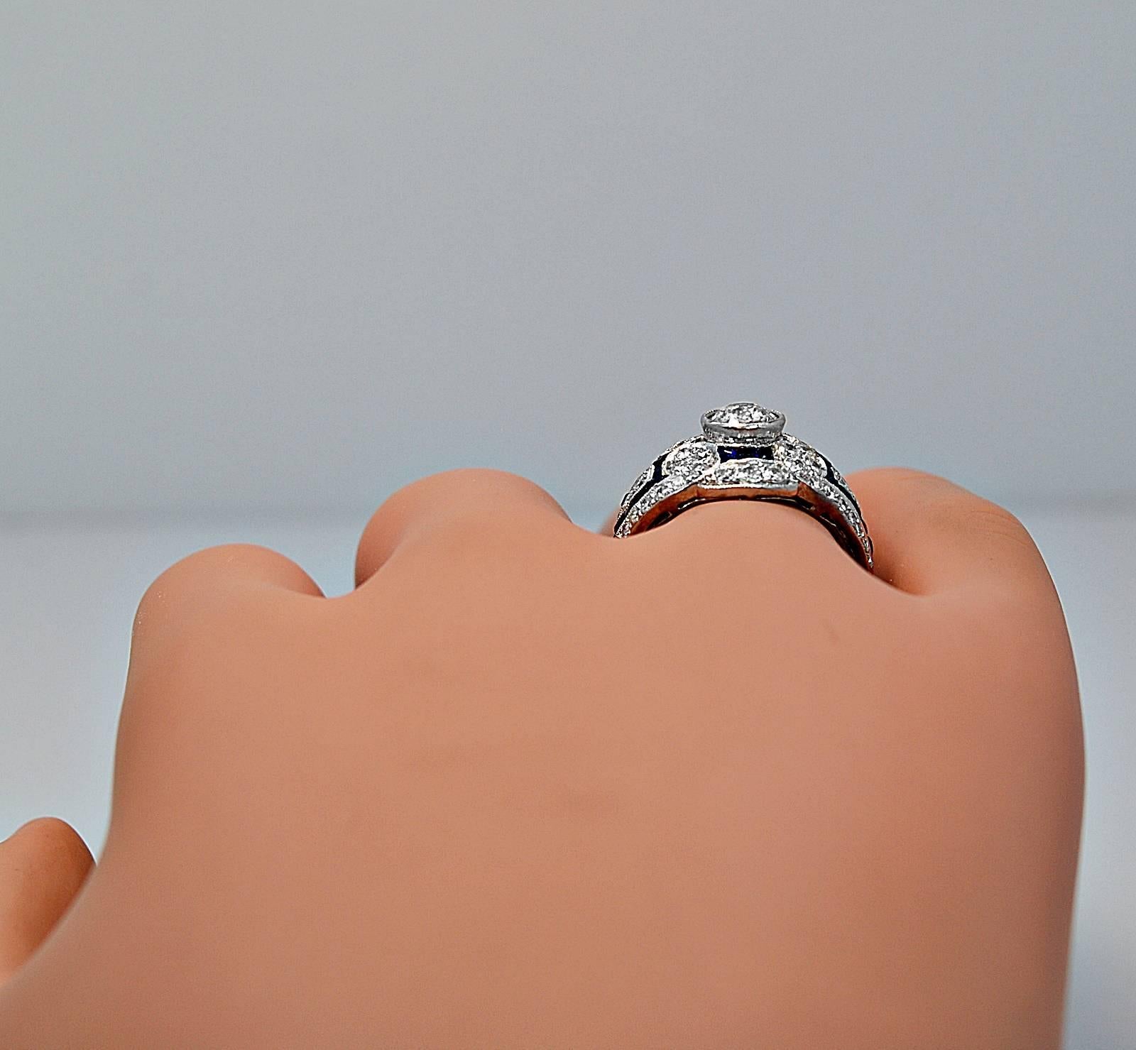 .70 Carat Diamond Sapphire White Gold Engagement Ring 1