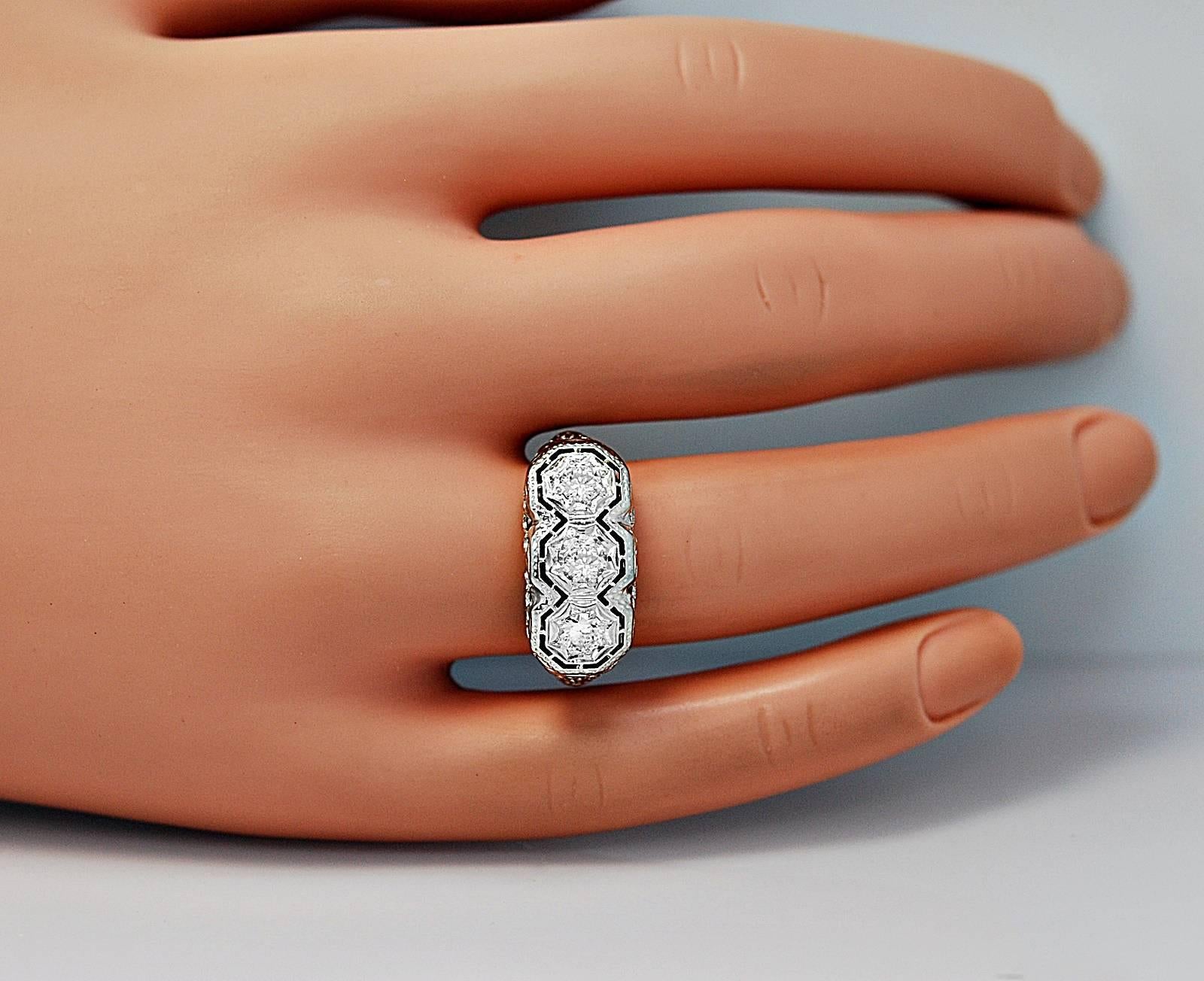 Art Deco .65 Carat Diamond & White Gold Engagement Ring