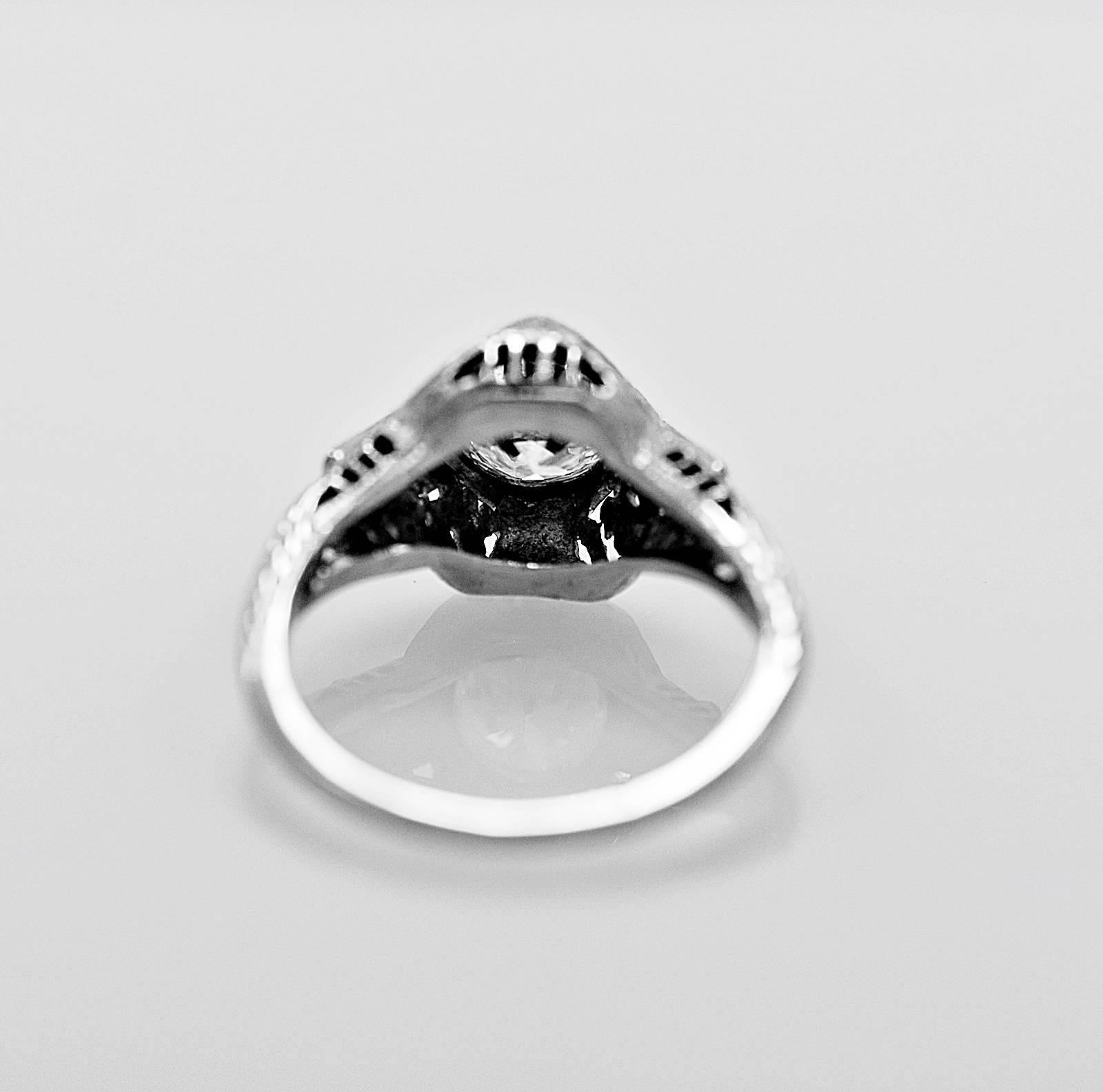 Art Deco .75 Carat Diamond and 18K White Gold Engagement Ring