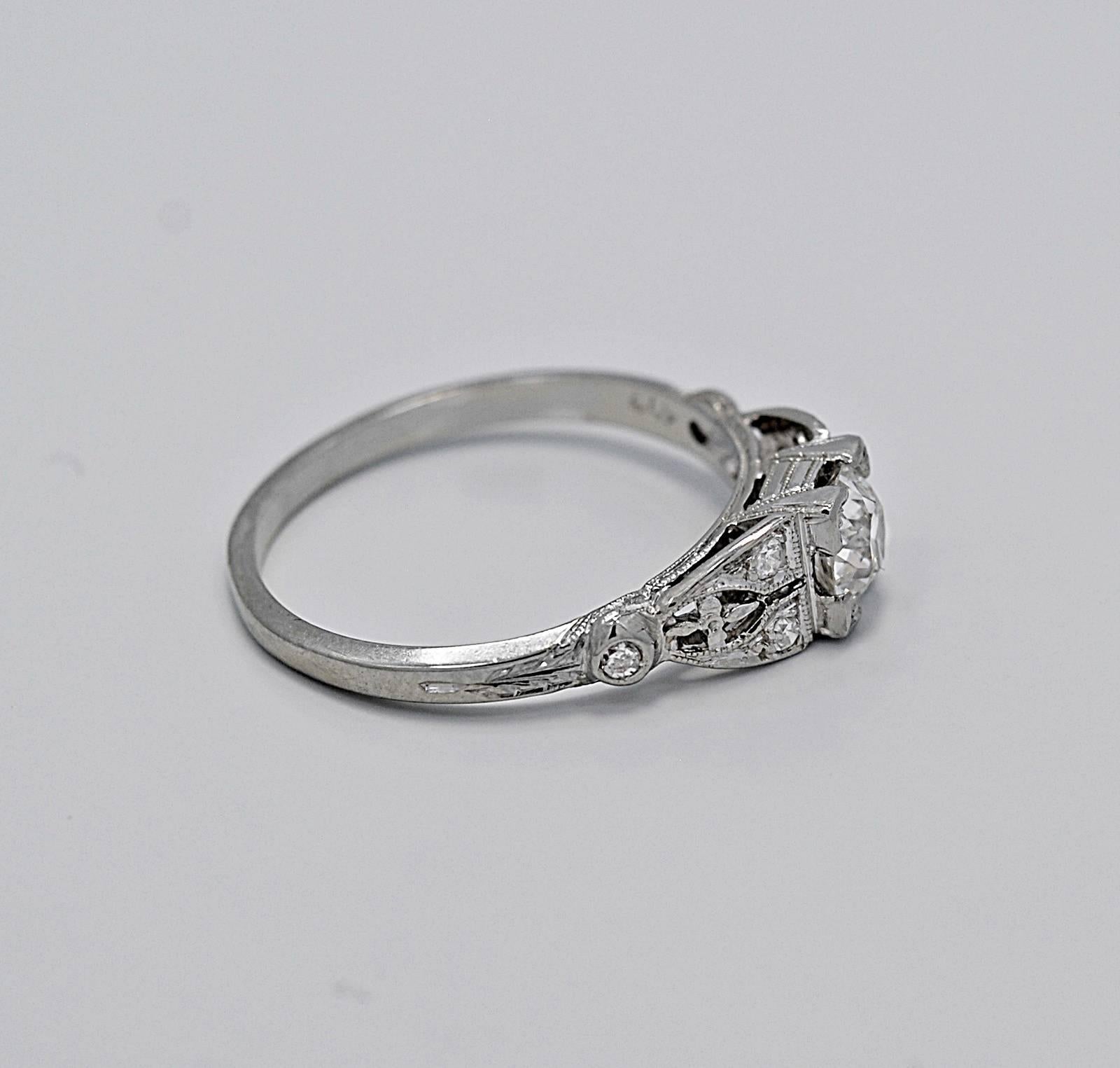 Art Deco Antique .50 carat Diamond Gold Engagement Ring 