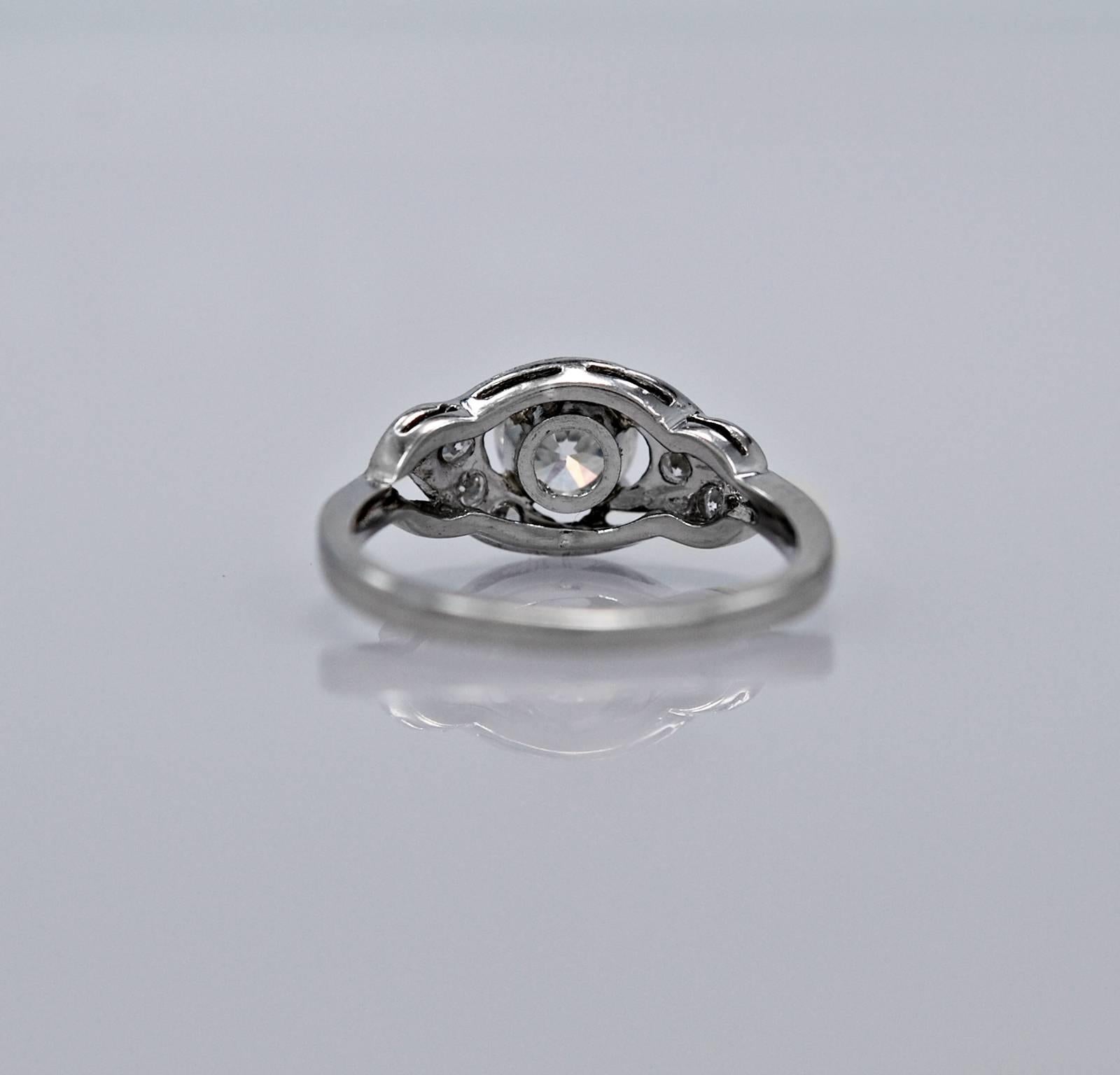 Art Deco .75 Carat Diamond Platinum Engagement Ring