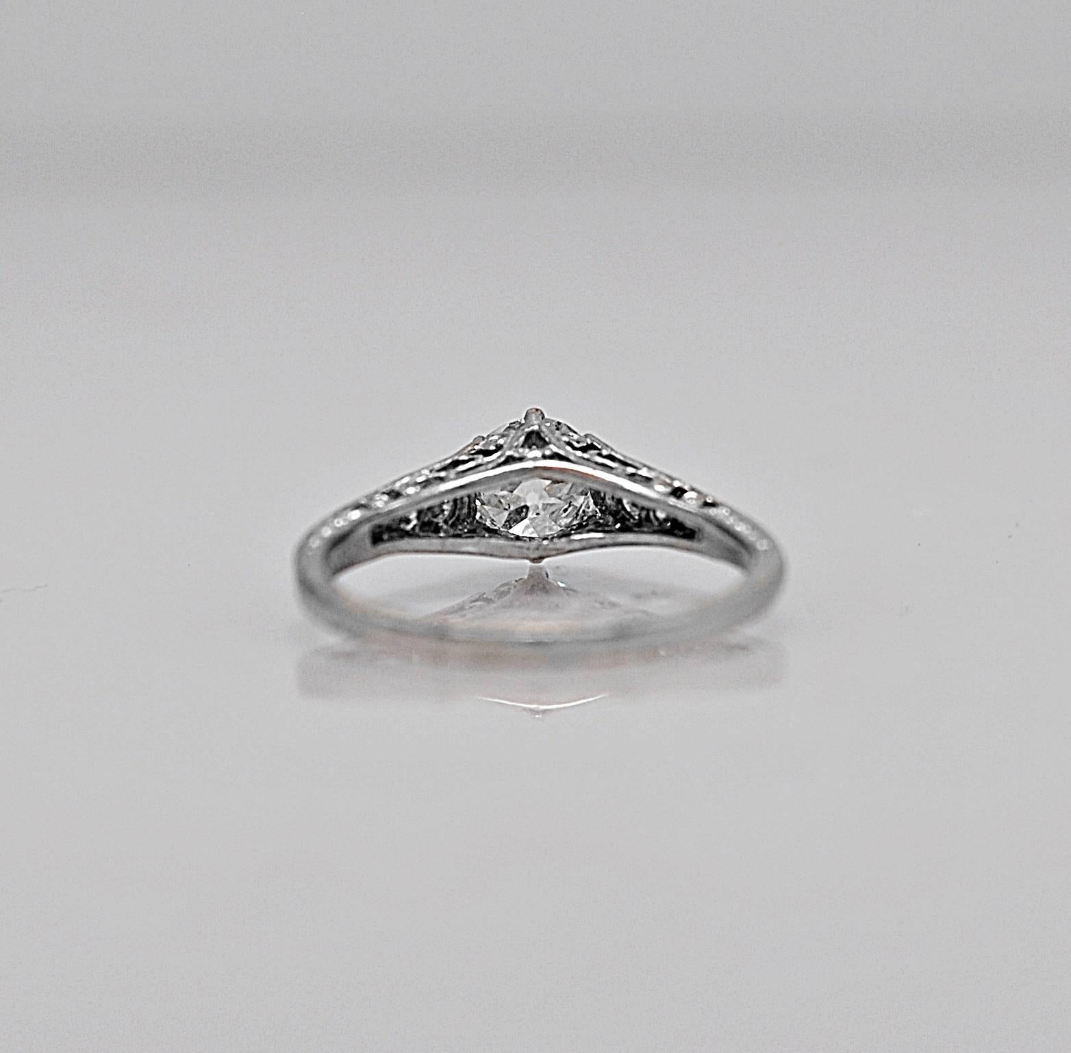 Art Deco .68 Carat Diamond Gold Engagement Ring