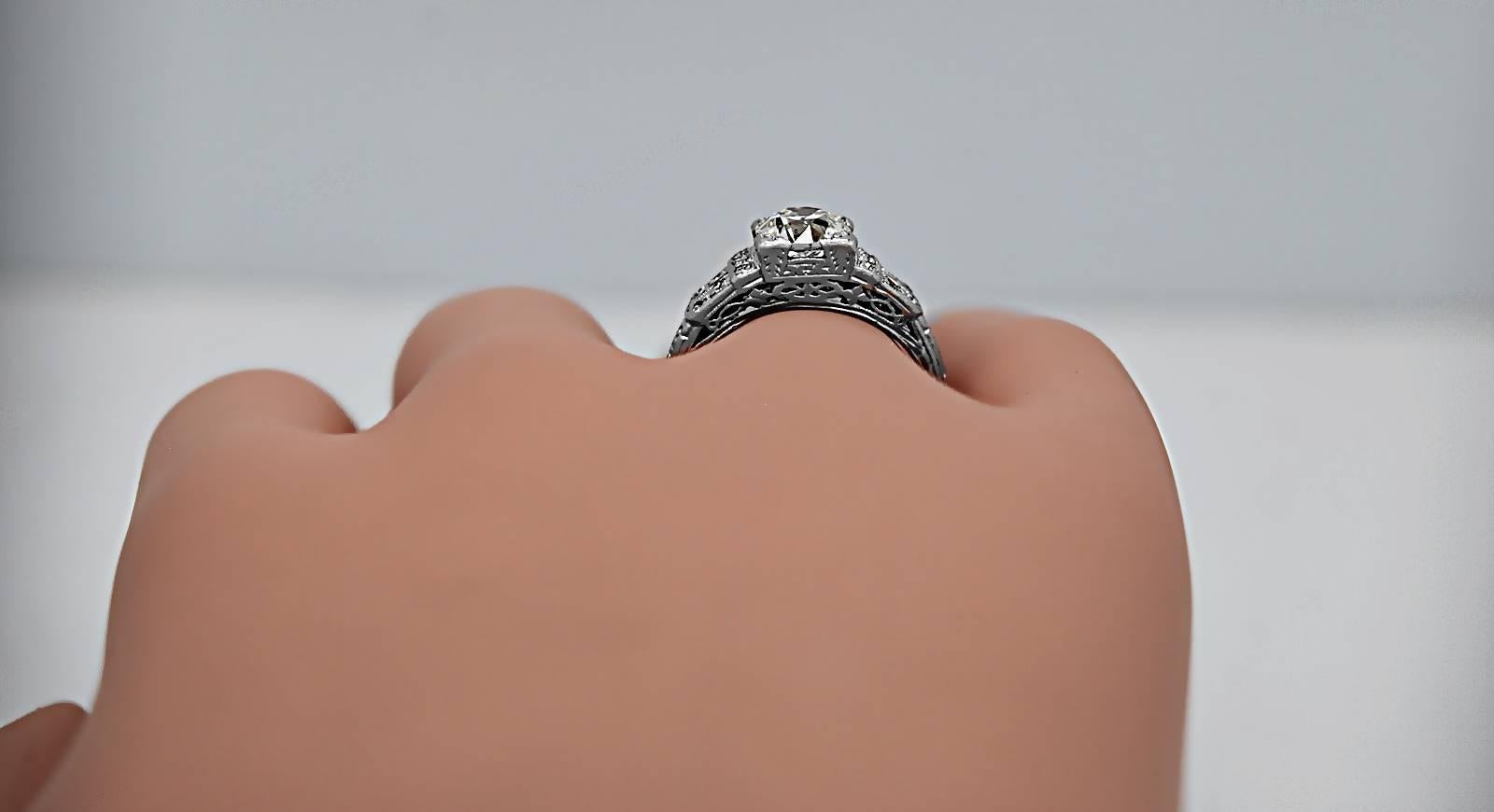 Women's Platinum 1.25 Carat Antique Engagement Ring 
