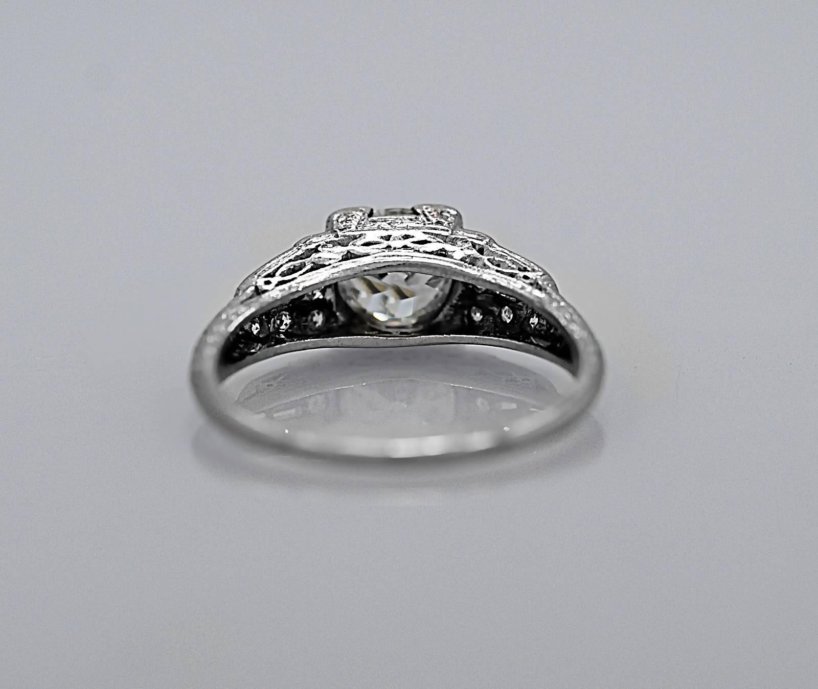 Art Deco Platinum 1.25 Carat Antique Engagement Ring 
