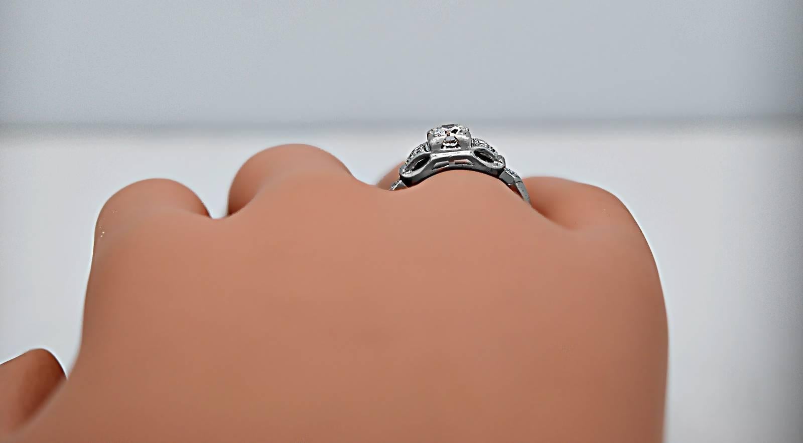 Platinum .50 carat Diamond Art Deco Engagement Ring  1
