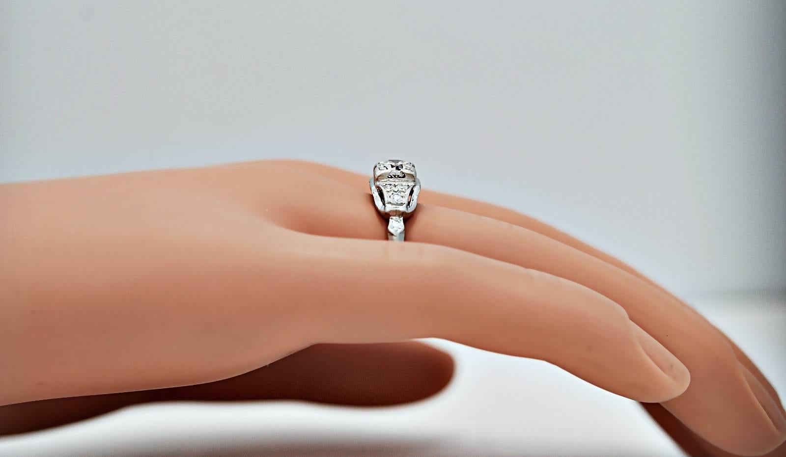Women's Platinum .50 carat Diamond Art Deco Engagement Ring 