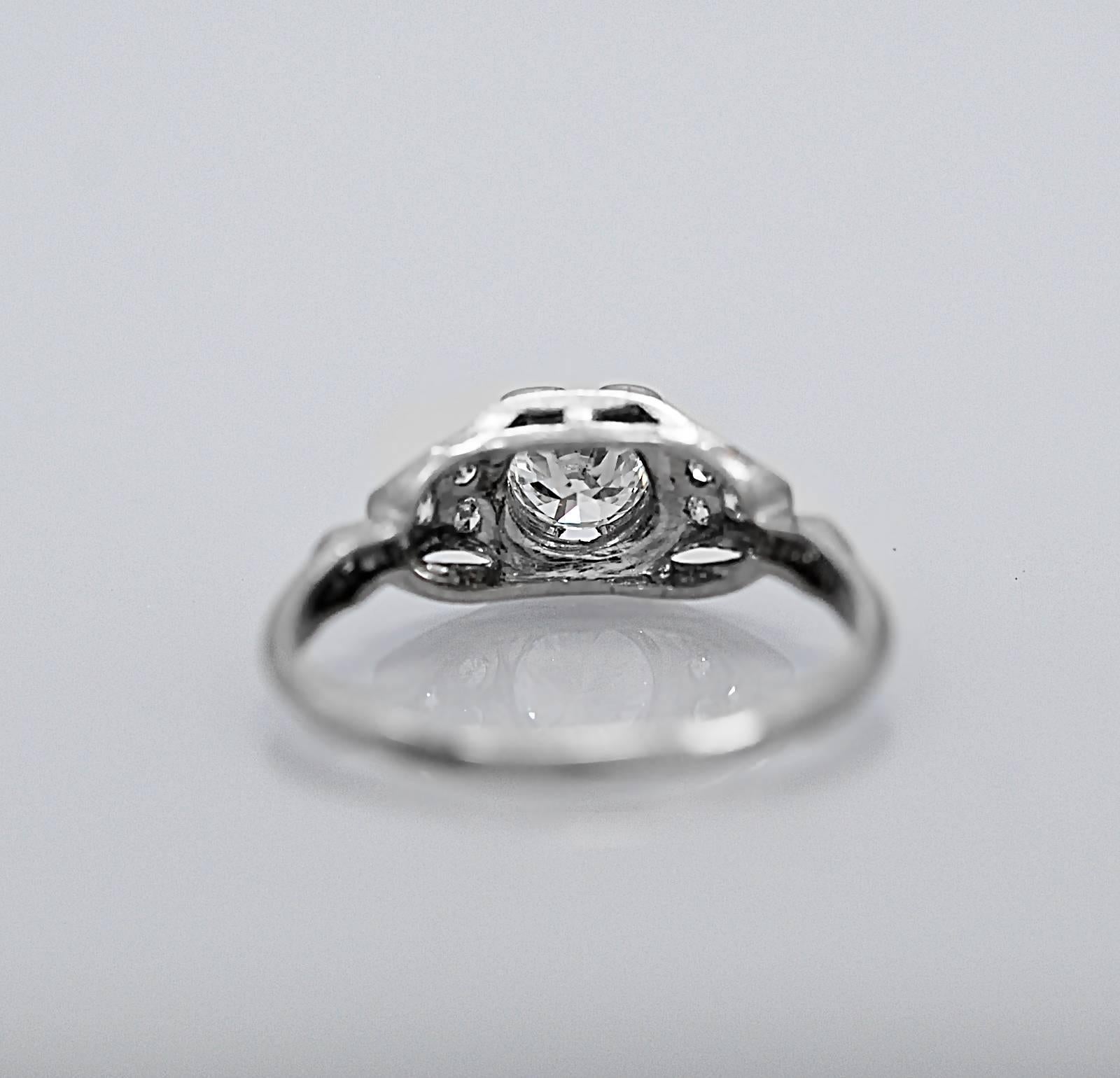 Old European Cut Platinum .50 carat Diamond Art Deco Engagement Ring 
