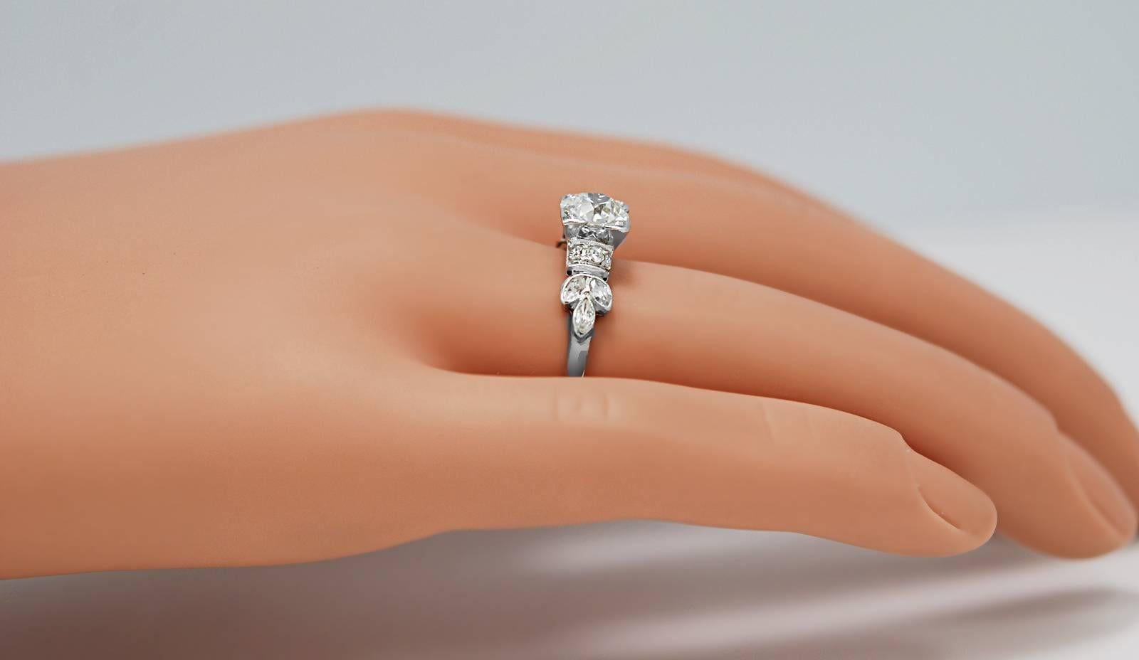Art Deco 1.15 Carat Diamond Platinum Engagement Ring 1
