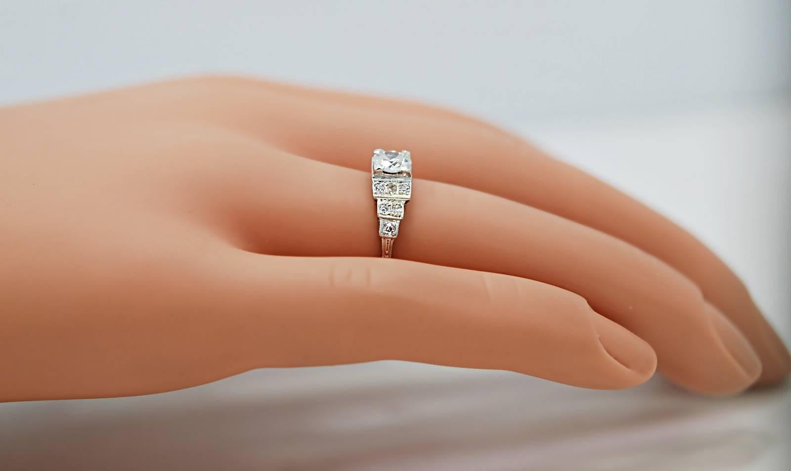 Women's Art Deco Antique .50 Carat Diamond Platinum Engagement Ring