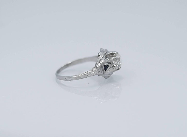 .75 Carat Diamond Sapphire Antique Engagement Ring For Sale at 1stdibs