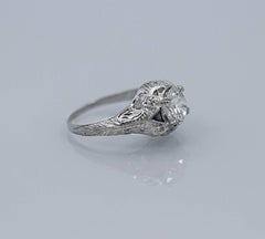 Antique 1.33 Carat Diamond Sapphire Platinum Engagement Ring