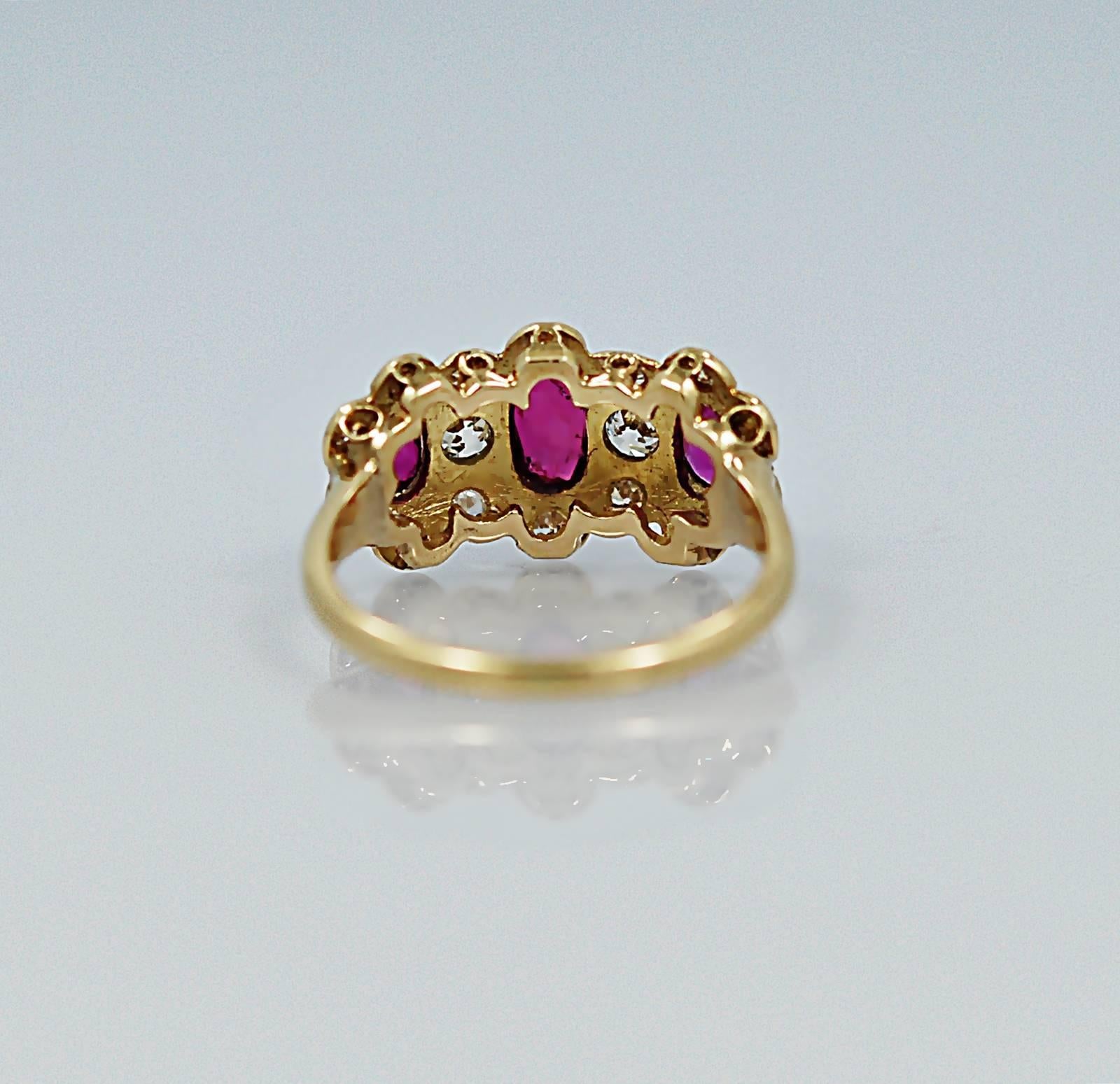 Edwardian 1.35 Carat Total Weight Ruby Diamond Engagement