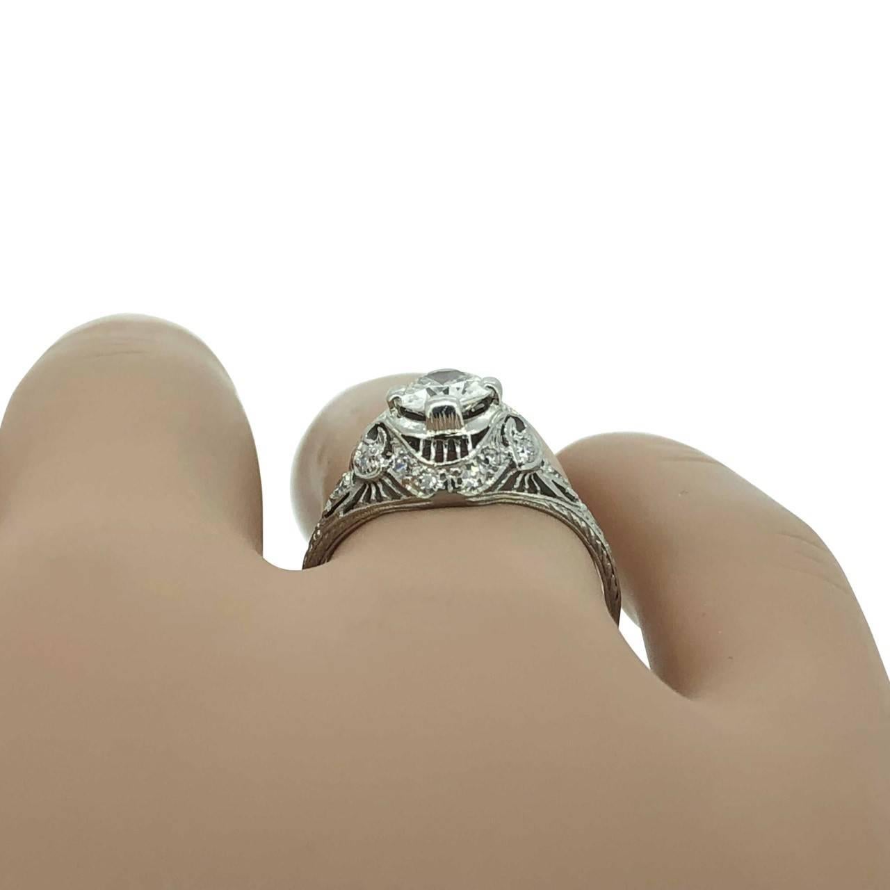 Art Deco .60 Carat Diamond Antique Engagement Ring Platinum For Sale