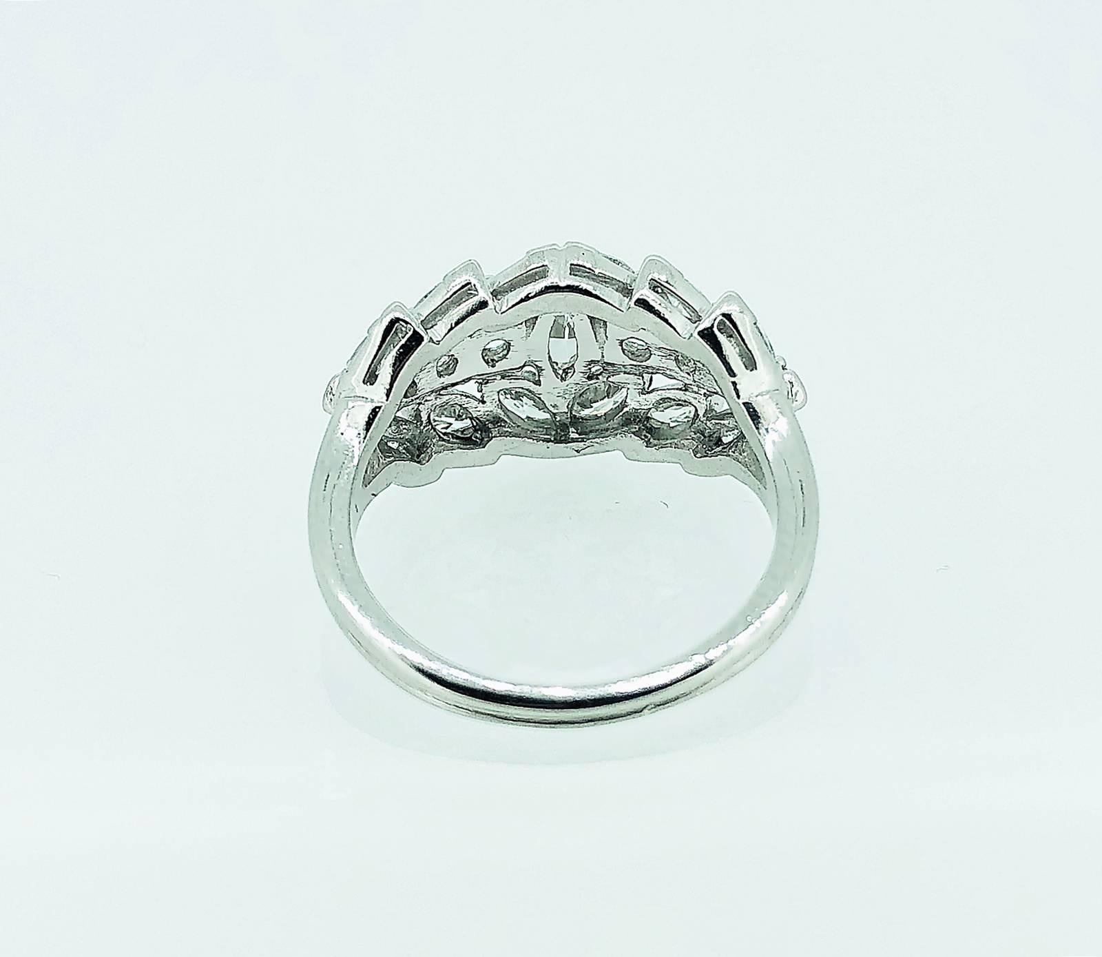 Marquise Cut Art Deco .45 Carat Diamond Engagement Wedding Band Platinum