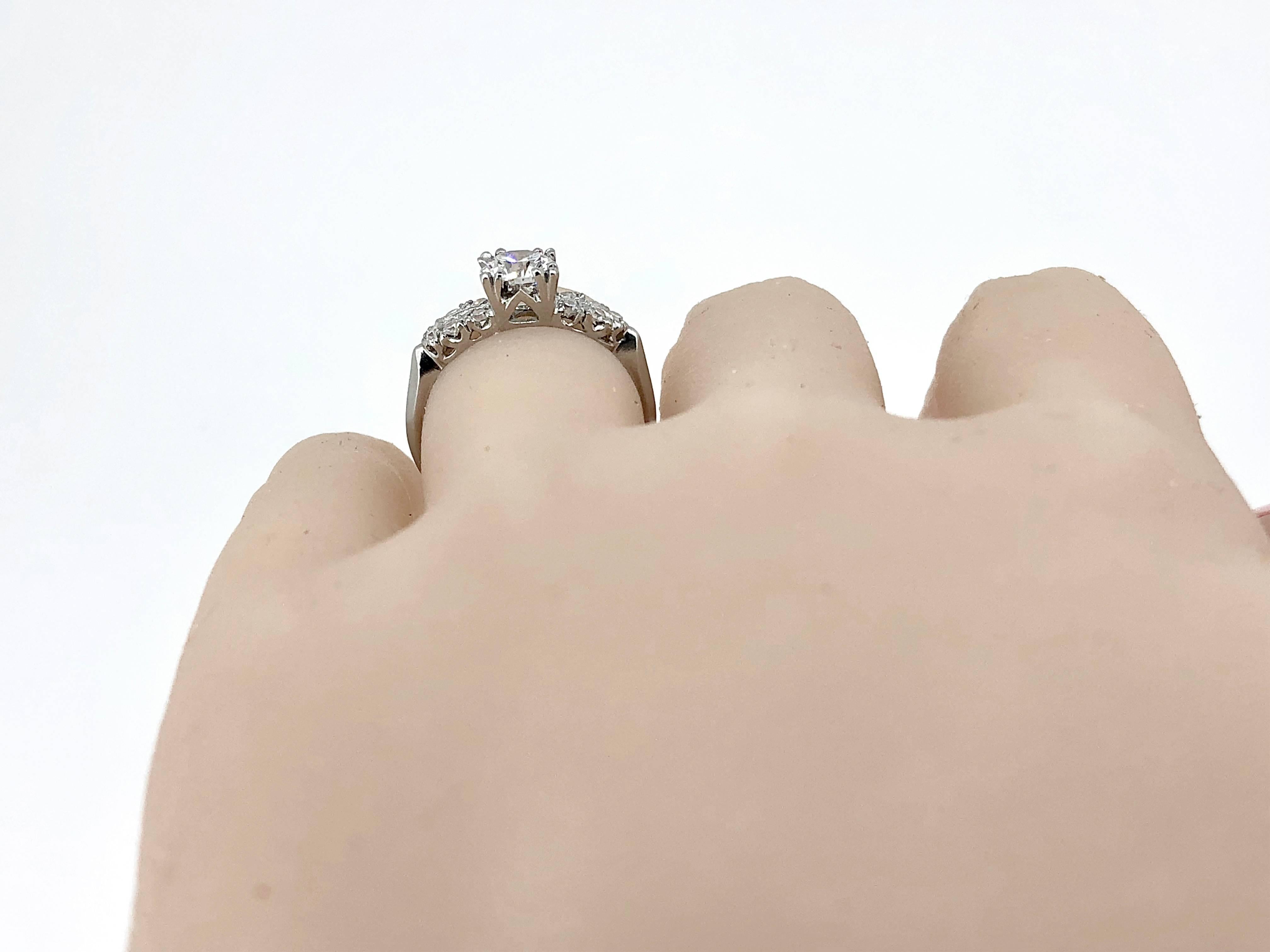 Round Cut .75 Carat Diamond Antique Engagement Ring Platinum For Sale