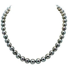 Exquisite South Sea Mikimoto Black Pearl Diamond Necklace