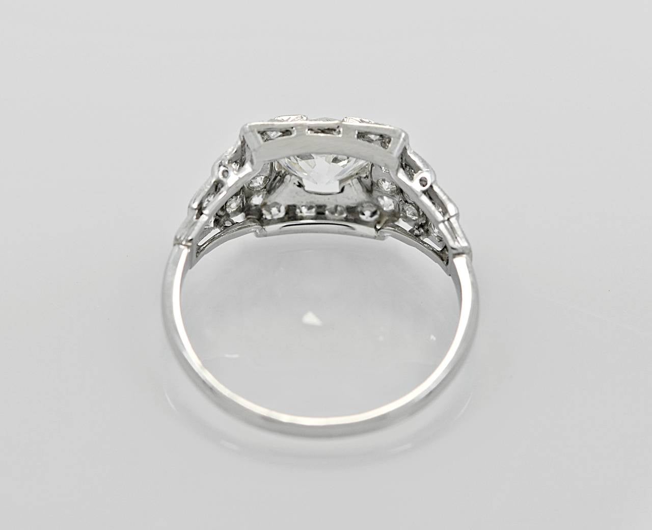 Old European Cut Beautiful Art Deco .94ct. Diamond Platinum Engagement Ring For Sale