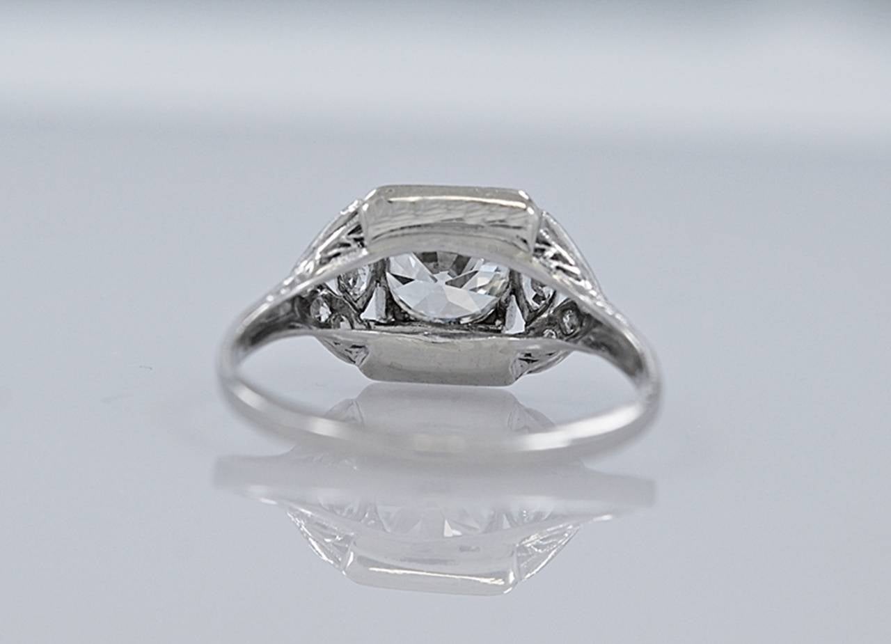 Women's Glowing Art Deco Diamond Platinum Engagement Ring EGL Cerfticate