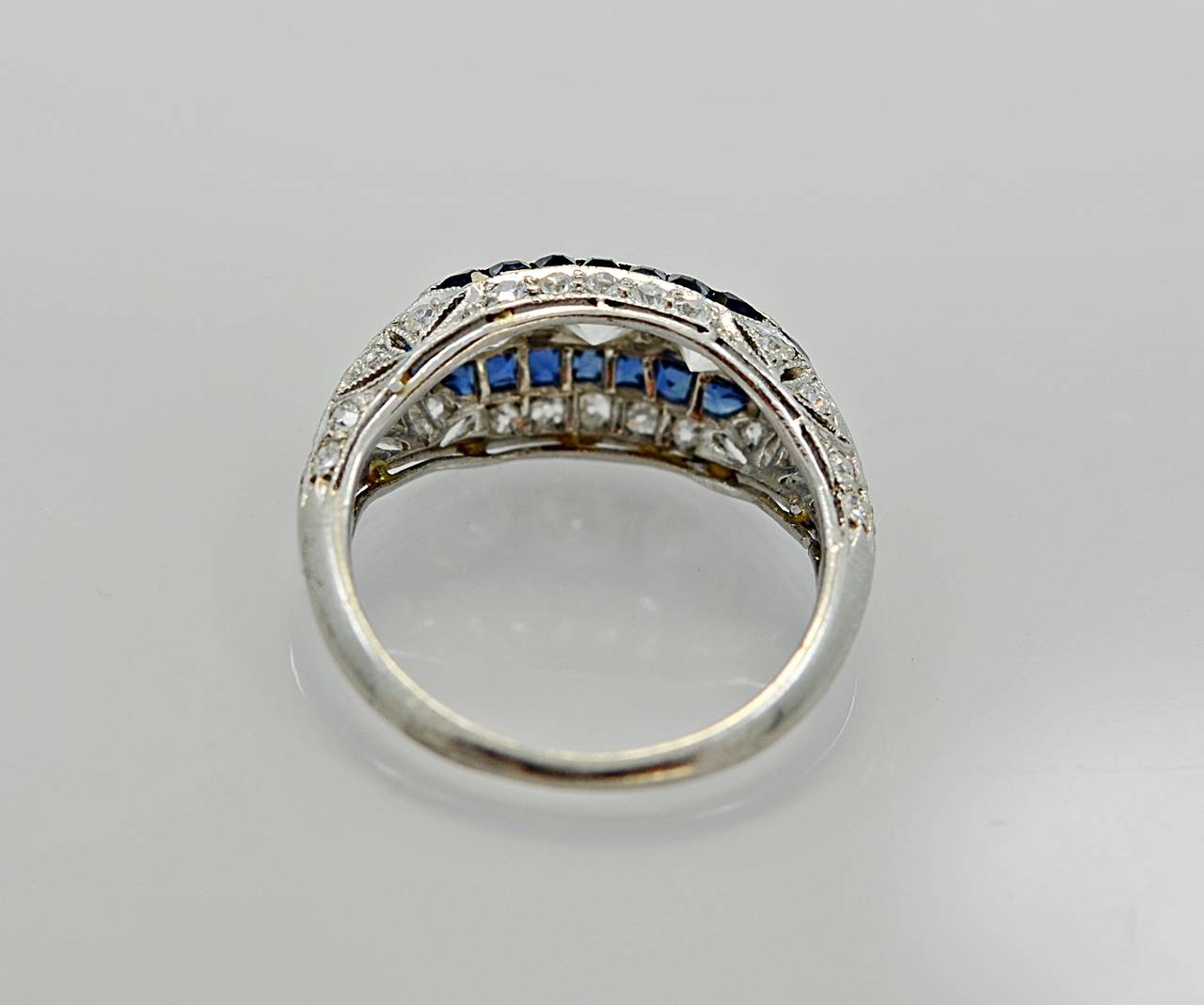 Gorgeous Art Deco Sapphire Diamond Platinum Engagement Ring In Excellent Condition In Tampa, FL