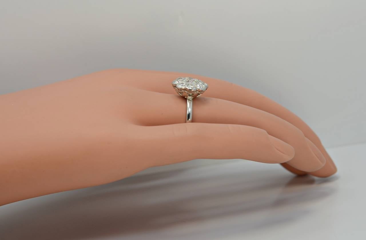 Extravagant Edwardian Diamond Platinum Cluster Engagement Ring 2
