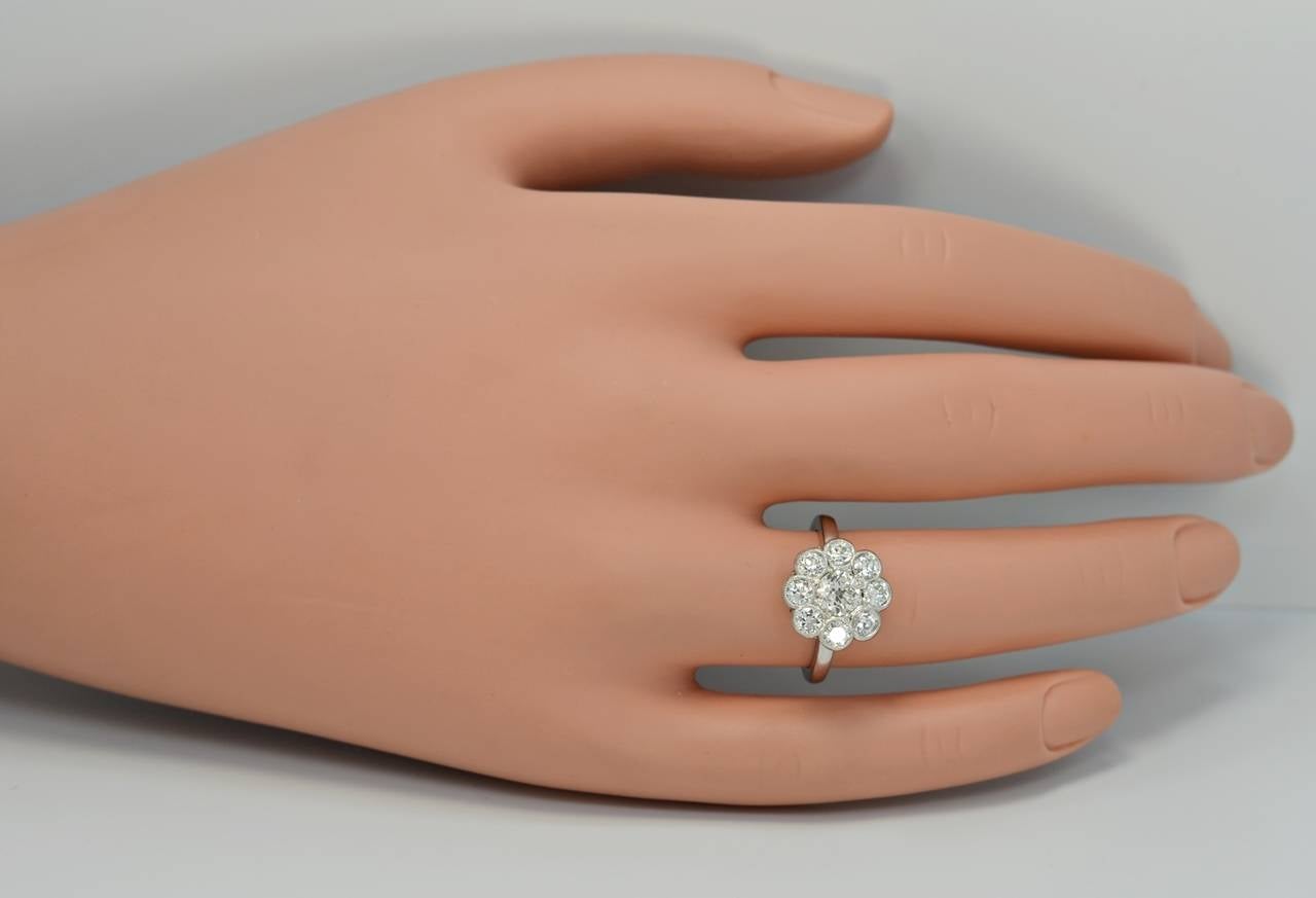 Extravagant Edwardian Diamond Platinum Cluster Engagement Ring 1