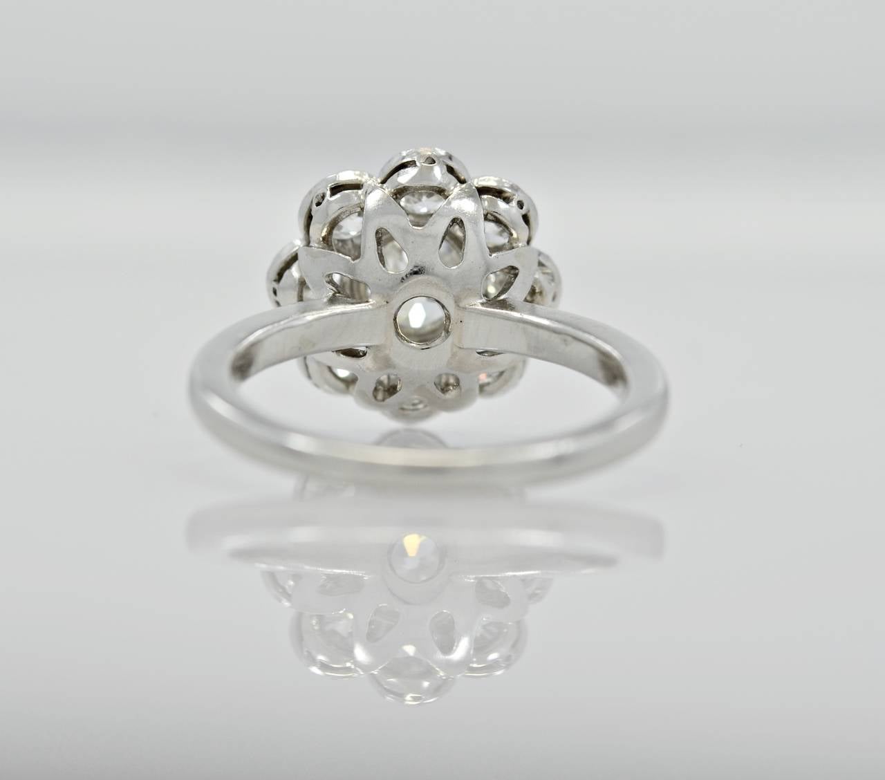 Women's Extravagant Edwardian Diamond Platinum Cluster Engagement Ring