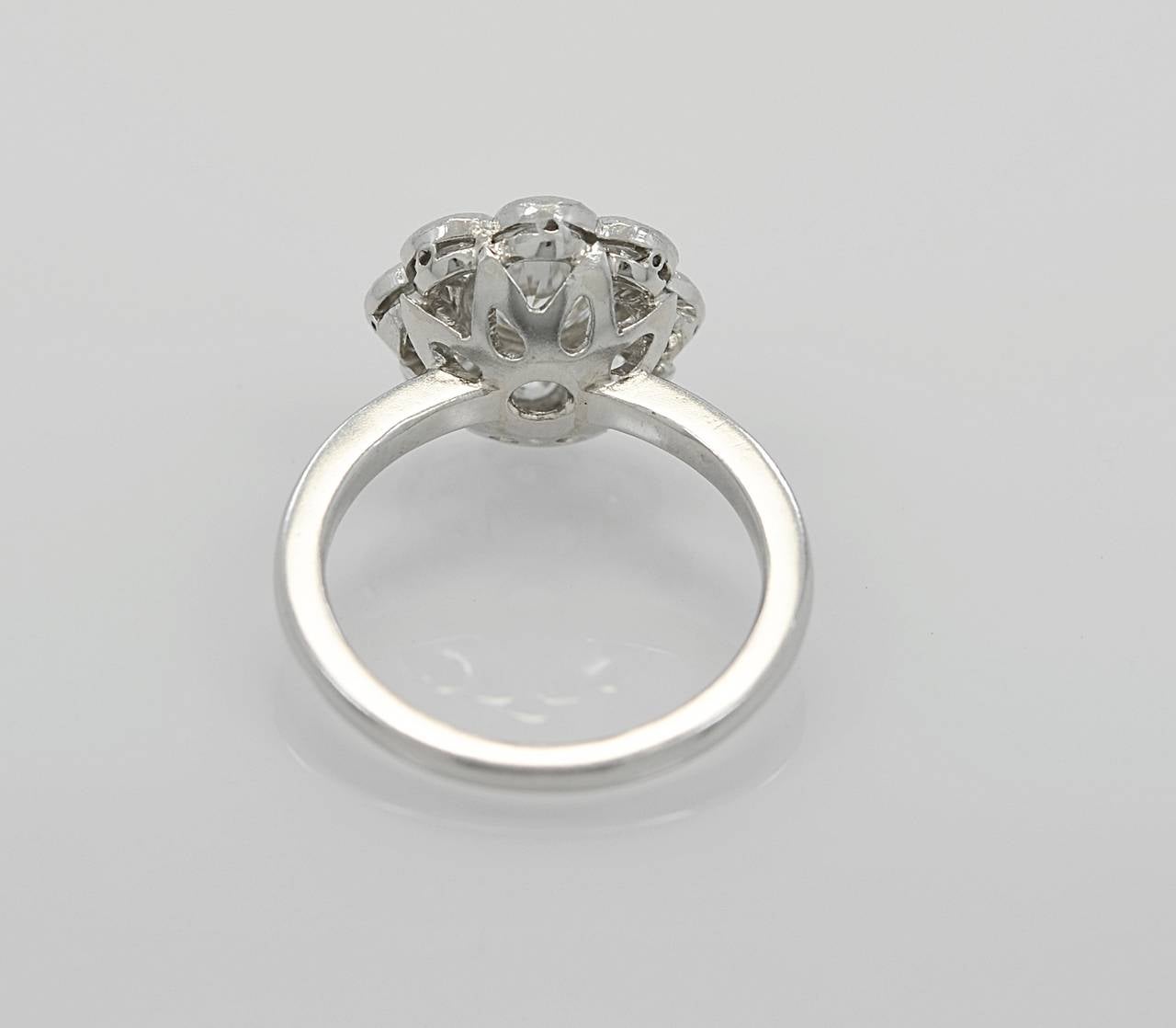 Extravagant Edwardian Diamond Platinum Cluster Engagement Ring In Excellent Condition In Tampa, FL