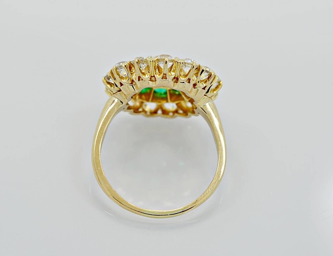 Stunning Edwardian Diamond Emerald Gold Fashion Ring In Excellent Condition In Tampa, FL