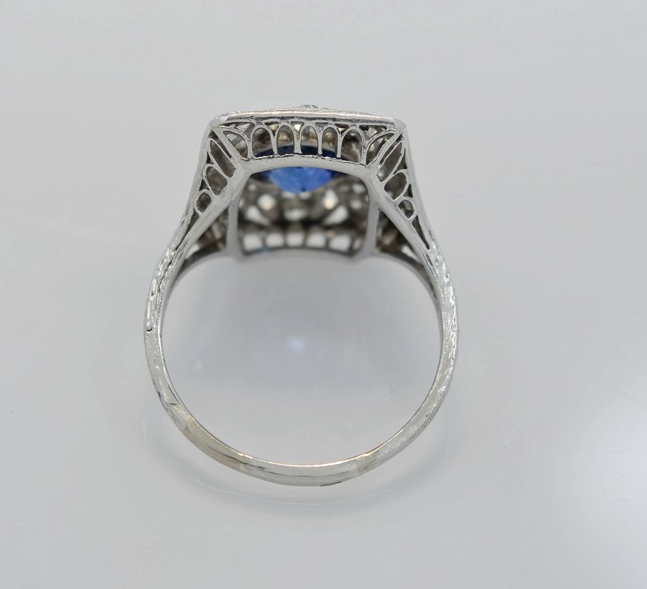 Art Deco Magnificent 1920's 1.30ct. Diamond Sapphire Platinum Ring